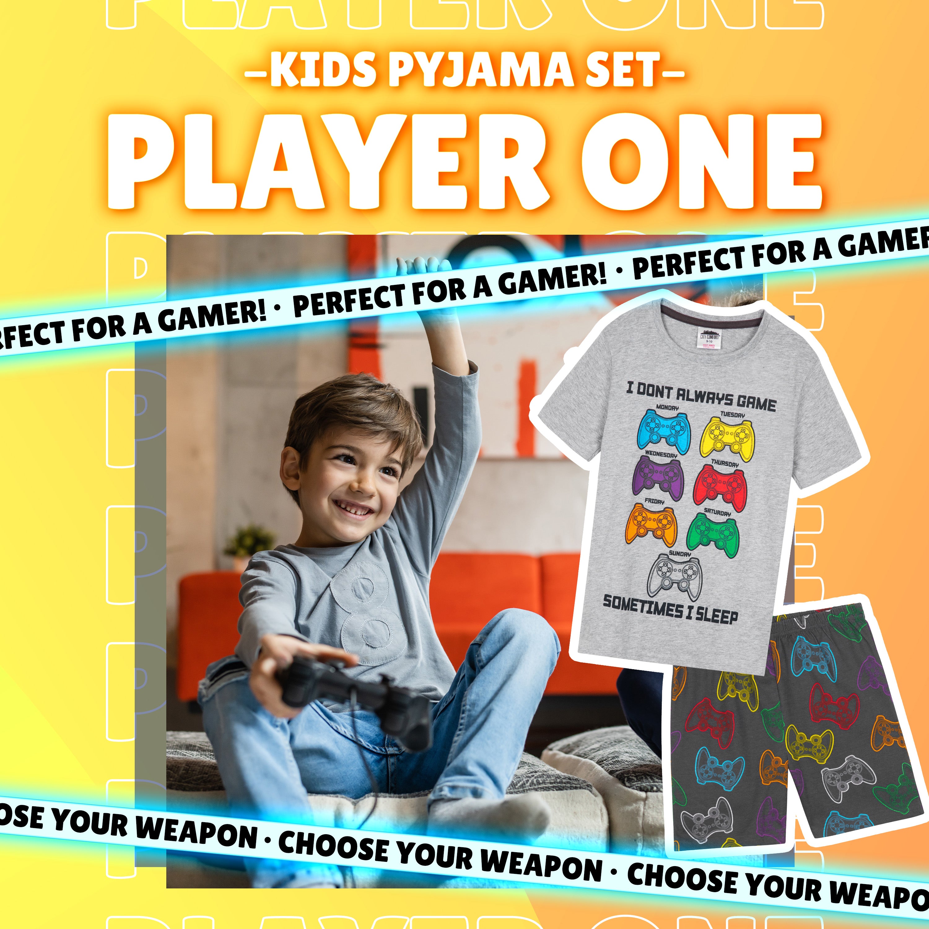 get-trend-boys-pyjama-court-gamer-gar-on-9-10-ans-respirant image 3