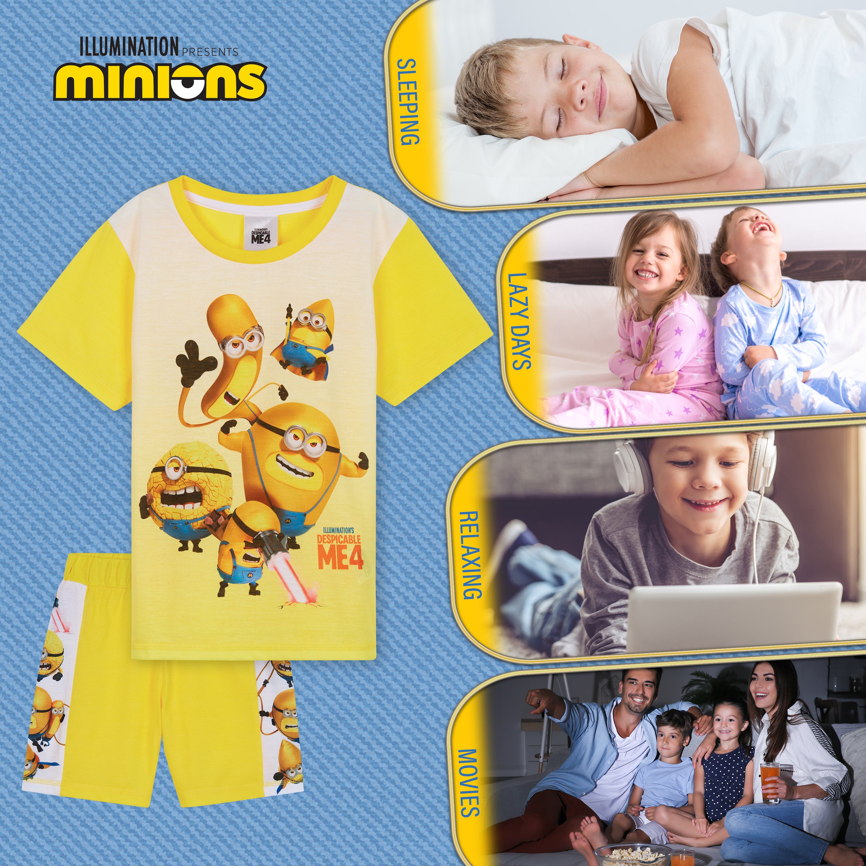 minions-pyjama-court-gar-on-jaune-ensemble-2-pi-ces-doux image 4