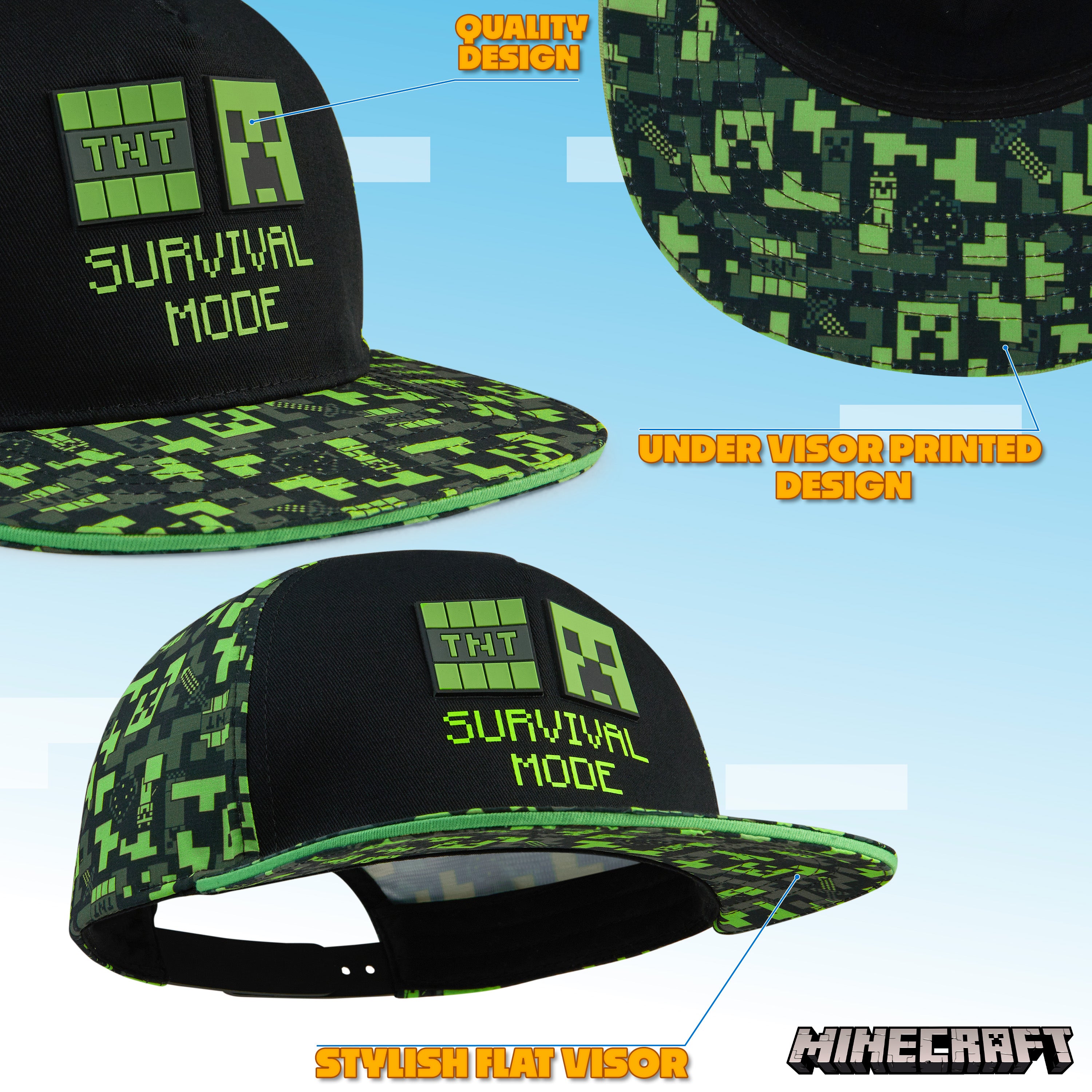 minecraft-creeper-casquette-baseball-enfant-r-glable-visiere-plate image 6
