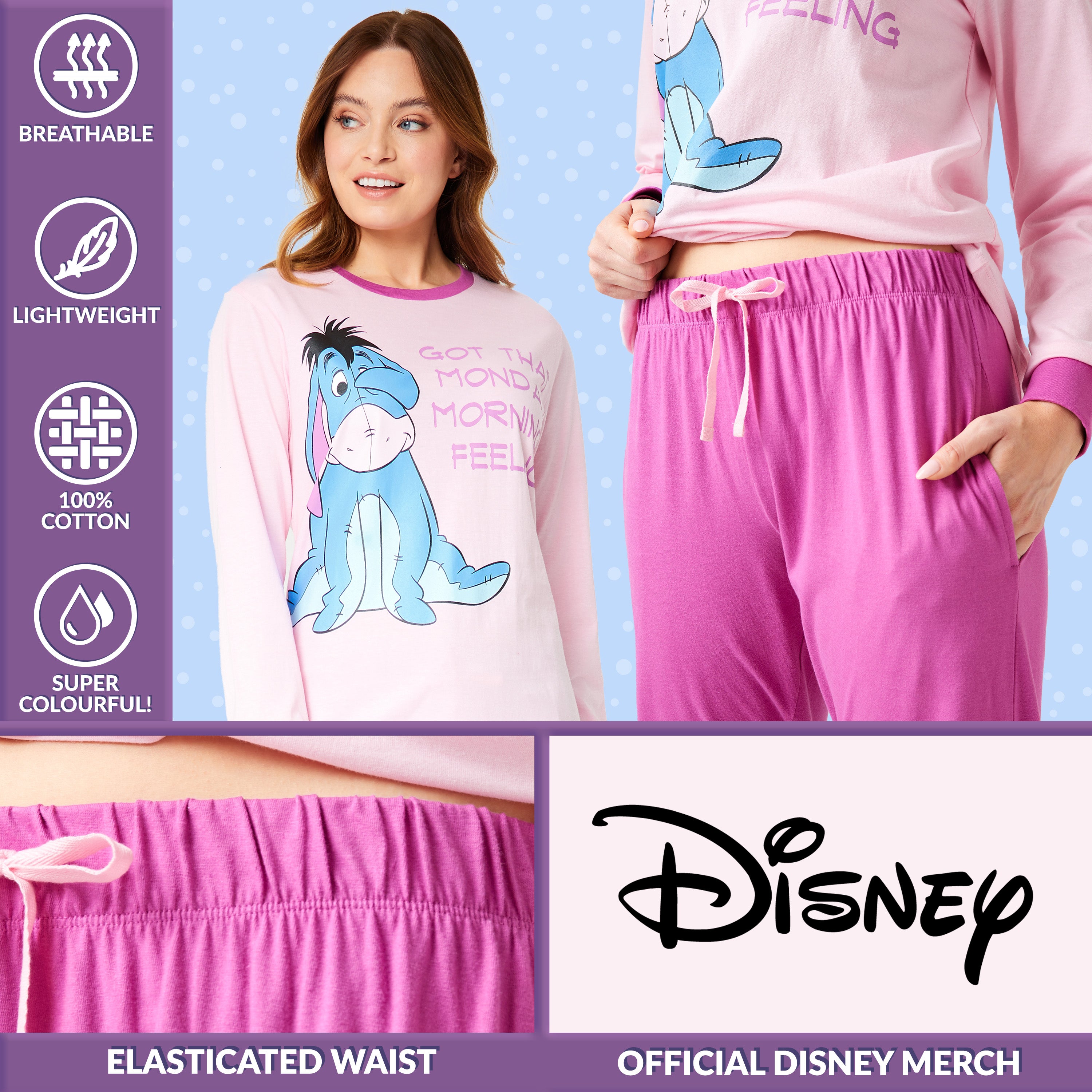 disney-bourriquet-pyjama-femme-coton-manches-longues image 3