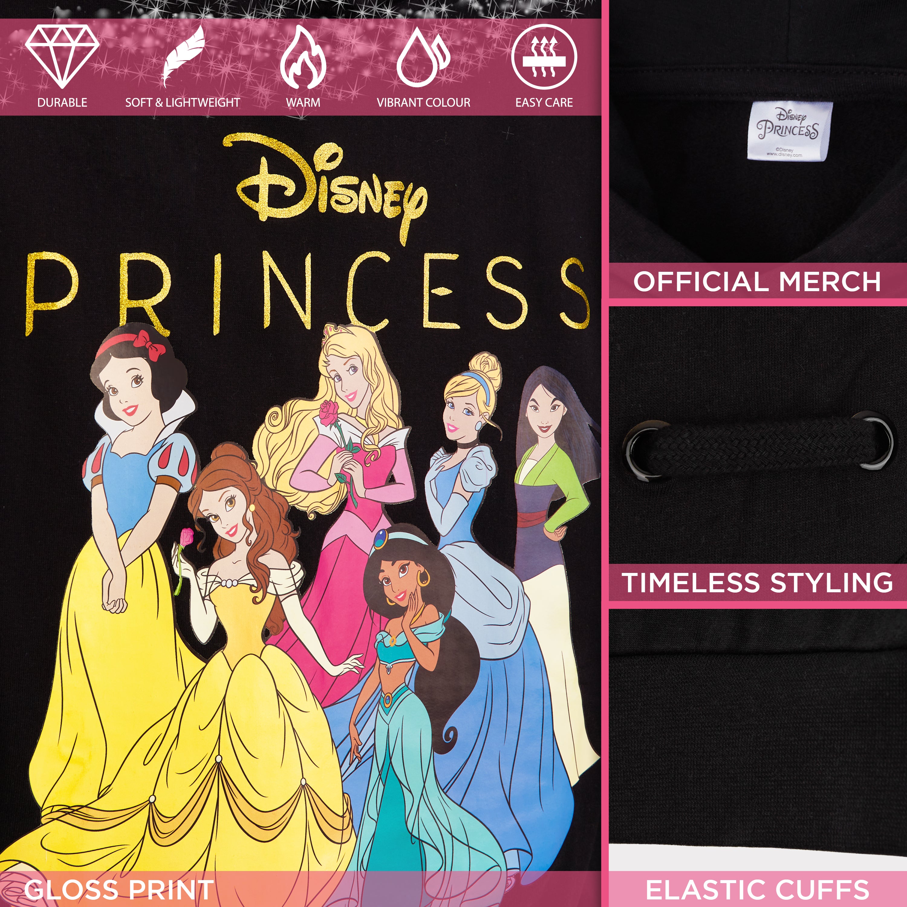 disney-princess-sweat-capuche-fille-coton-2-3-ans-hoodie image 3