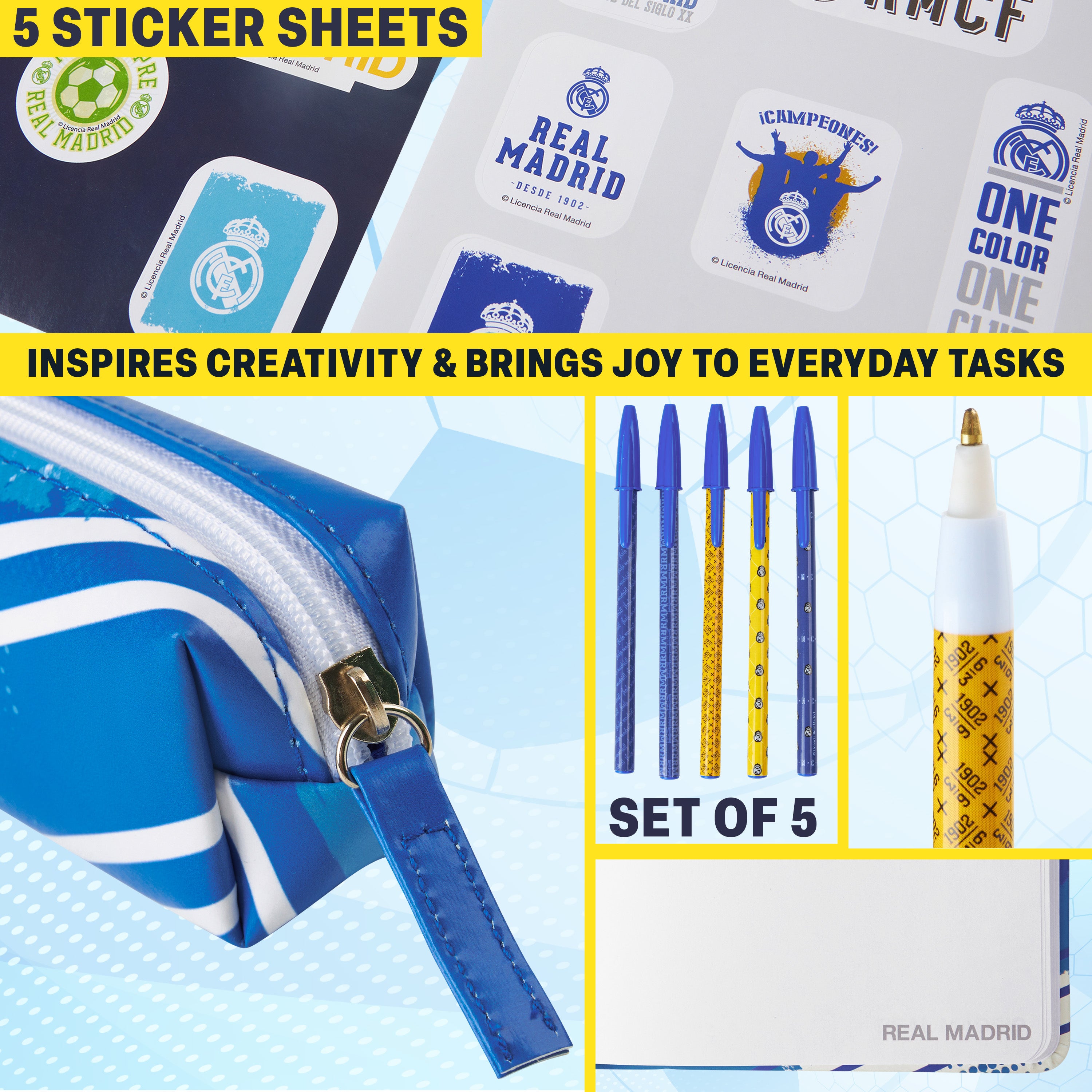 real-madrid-kit-papeterie-trousse-carnet-stylos-stickers image 4