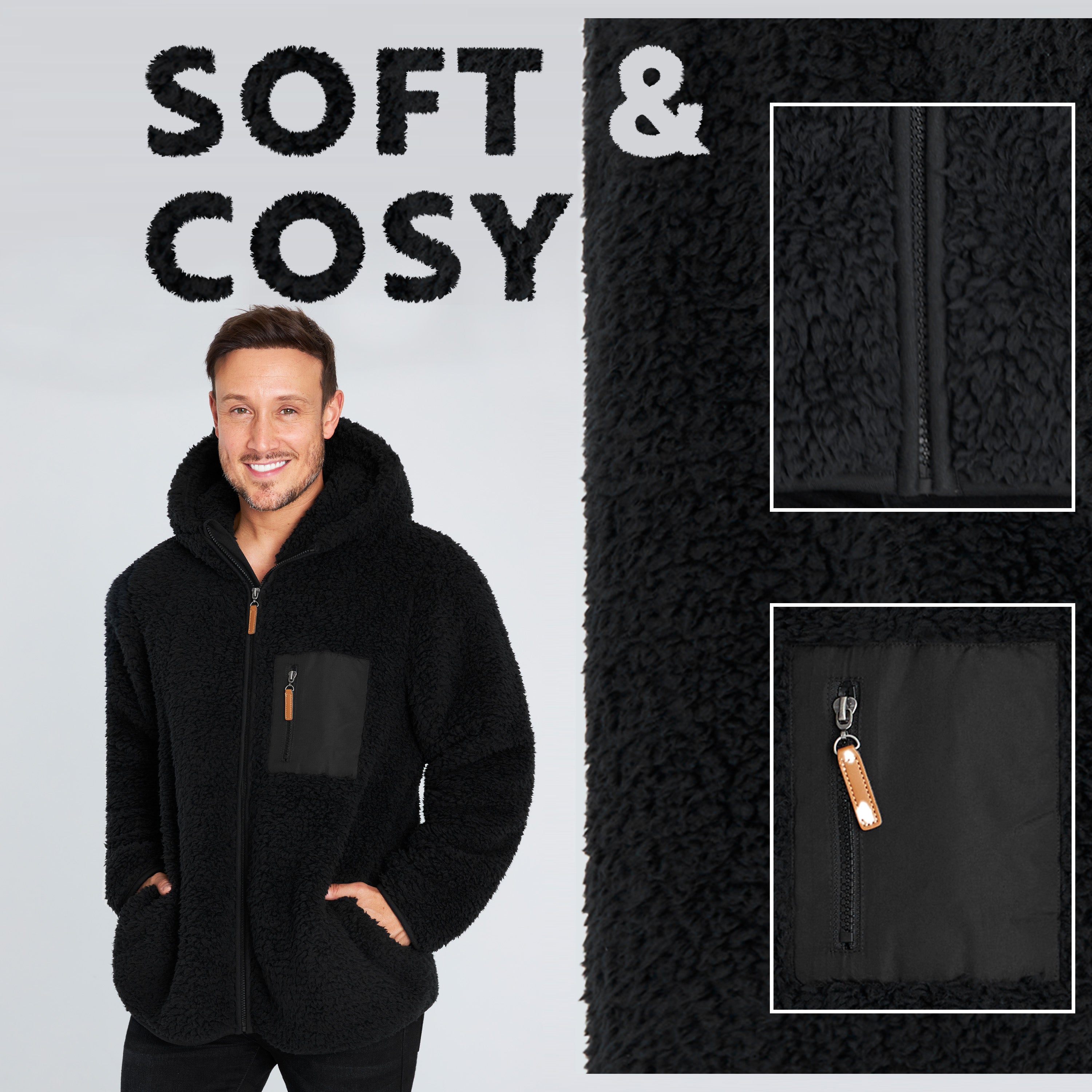 citycomfort-men-sweat-homme-zipp-polaire-teddy-noir-taille-l image 5