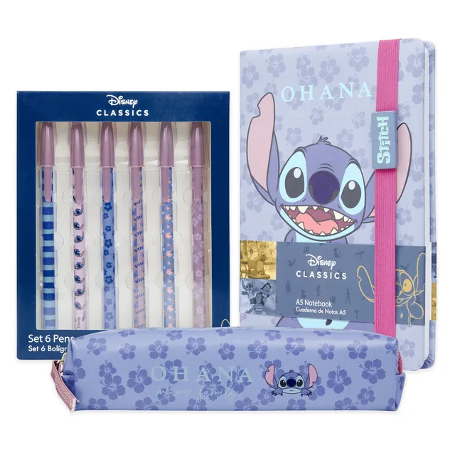 disney-stitch-set-papeterie-bleu-carnet-trousse-stylos-cole image 1