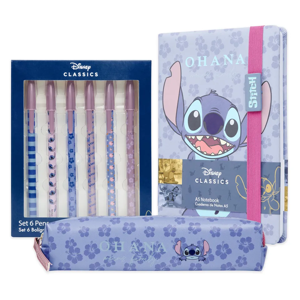 disney-stitch-set-papeterie-bleu-carnet-trousse-stylos-cole image 1