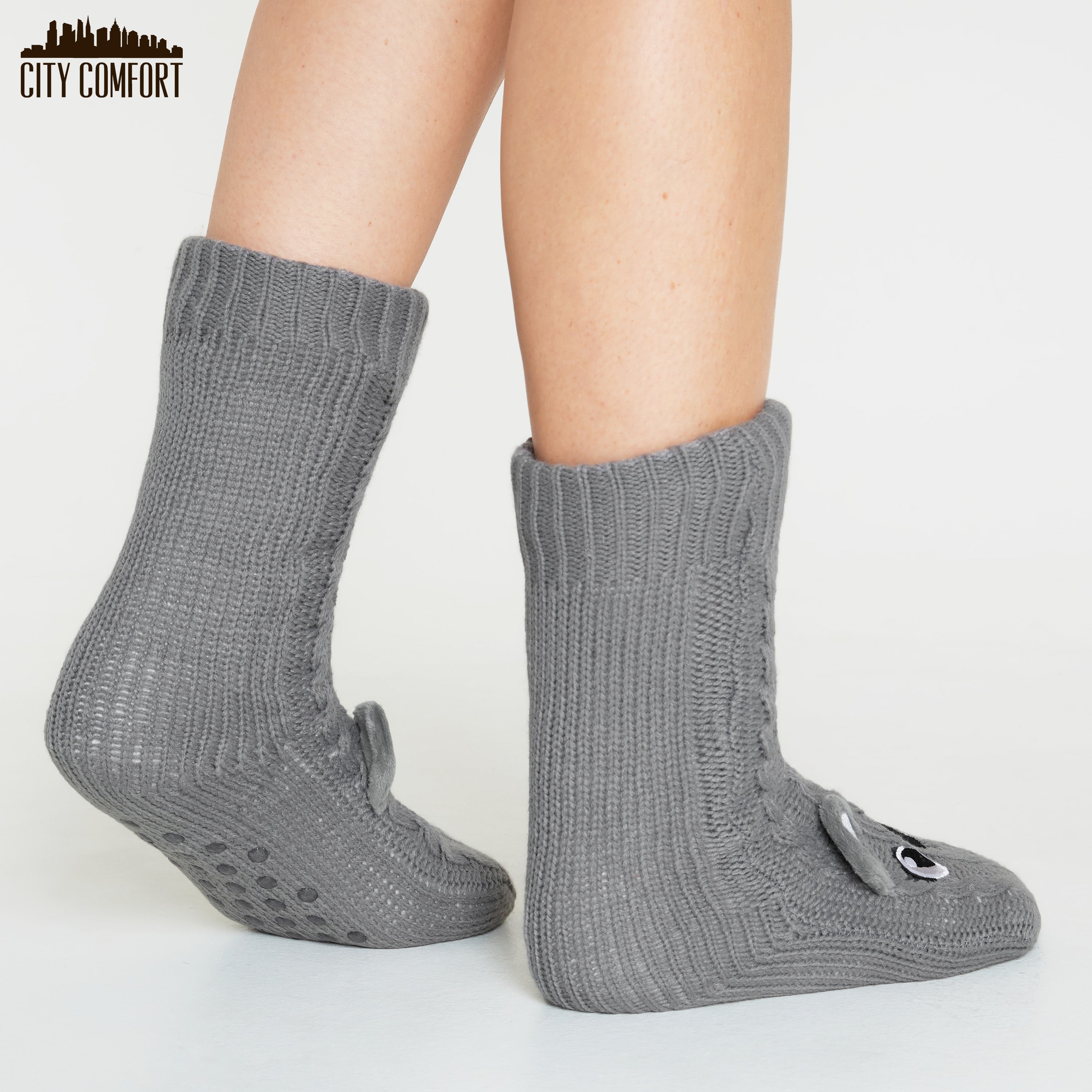 citycomfort-chaussettes-pilou-femme-koala-gris-antid-rapantes image 3