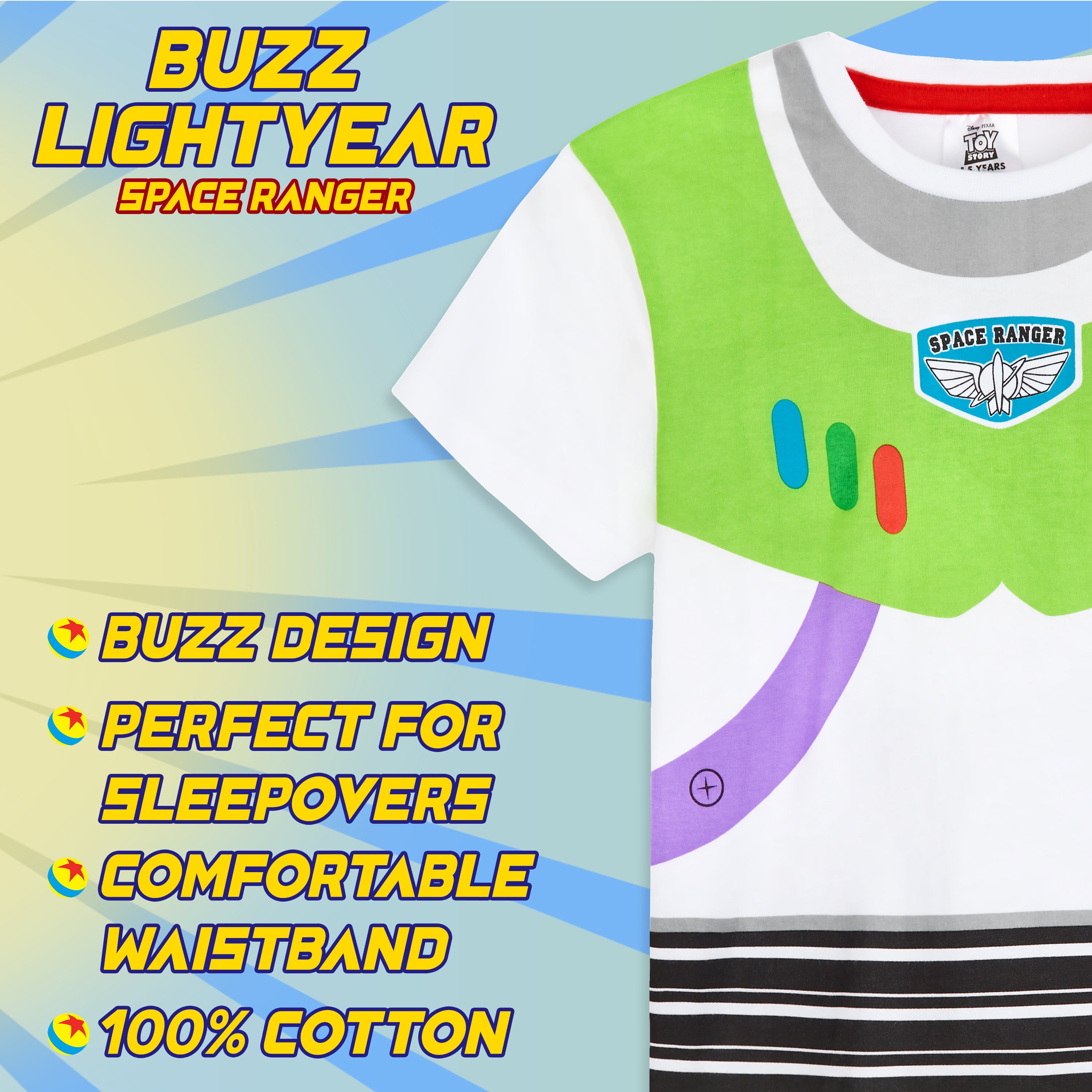 disney-toy-story-pyjama-court-gar-on-buzz-5-6-ans-coton image 4