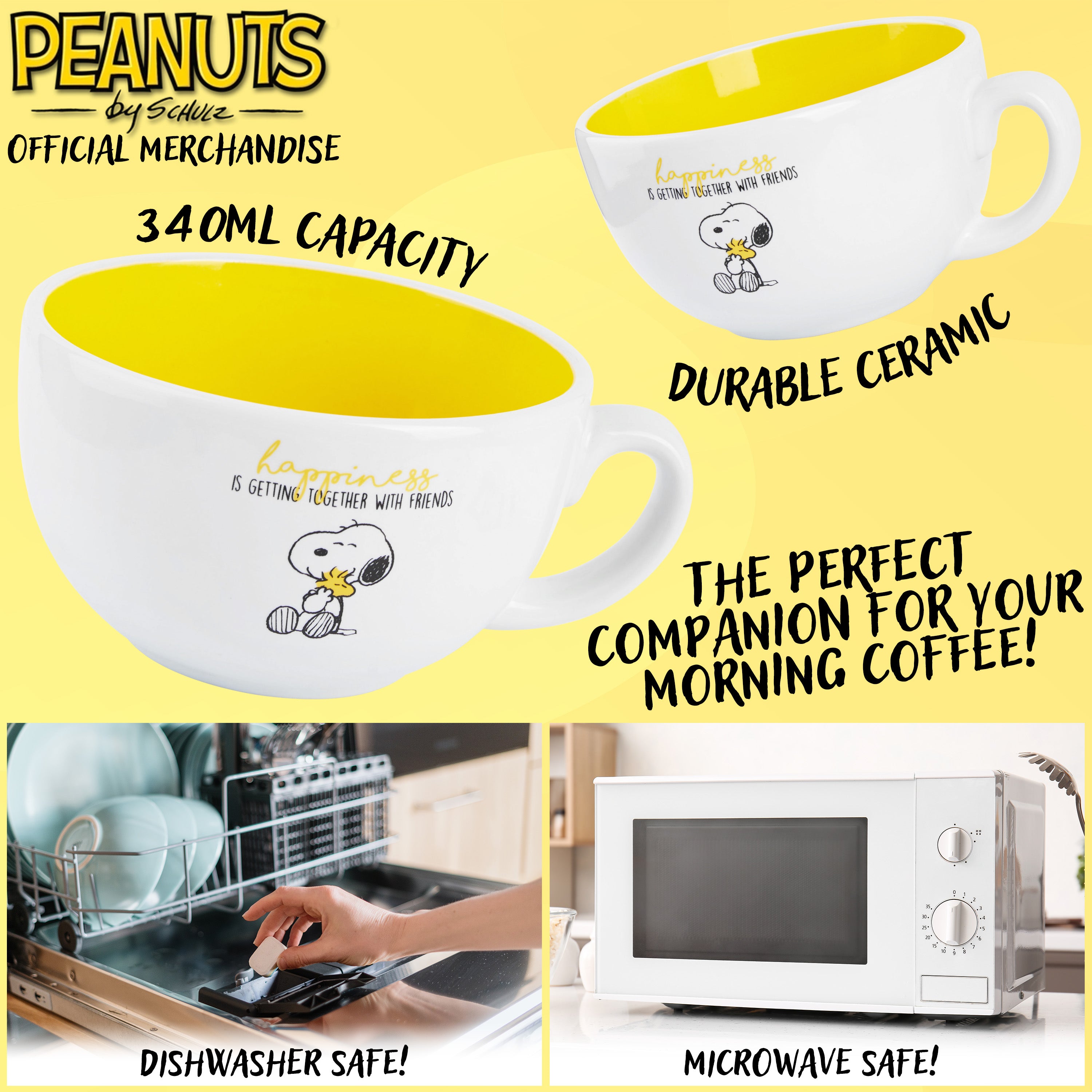 peanuts-snoopy-mug-c-ramique-cappuccino-340ml-blanc-jaune image 6