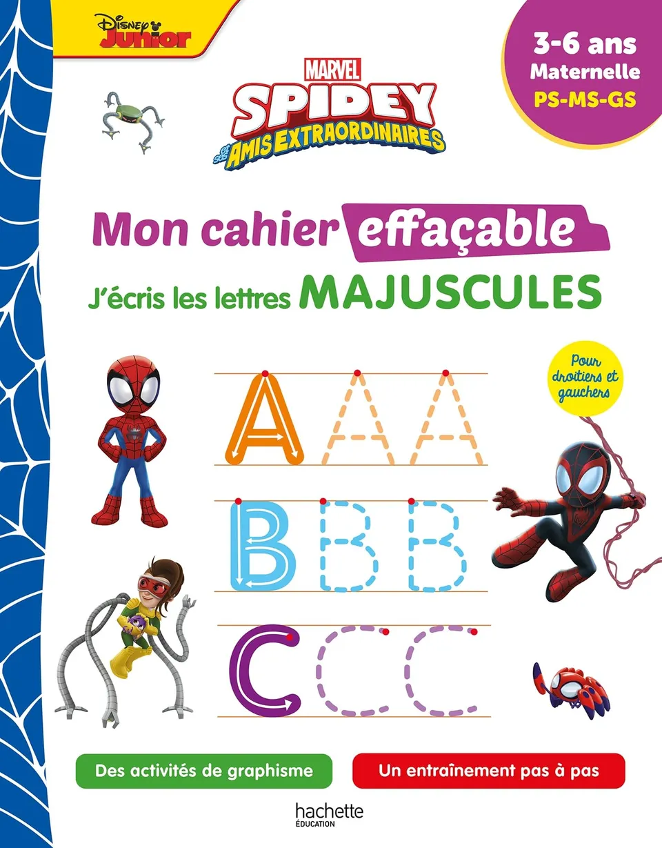 spidey-cahier-effa-able-lettres-majuscules-enfant-marvel image 1