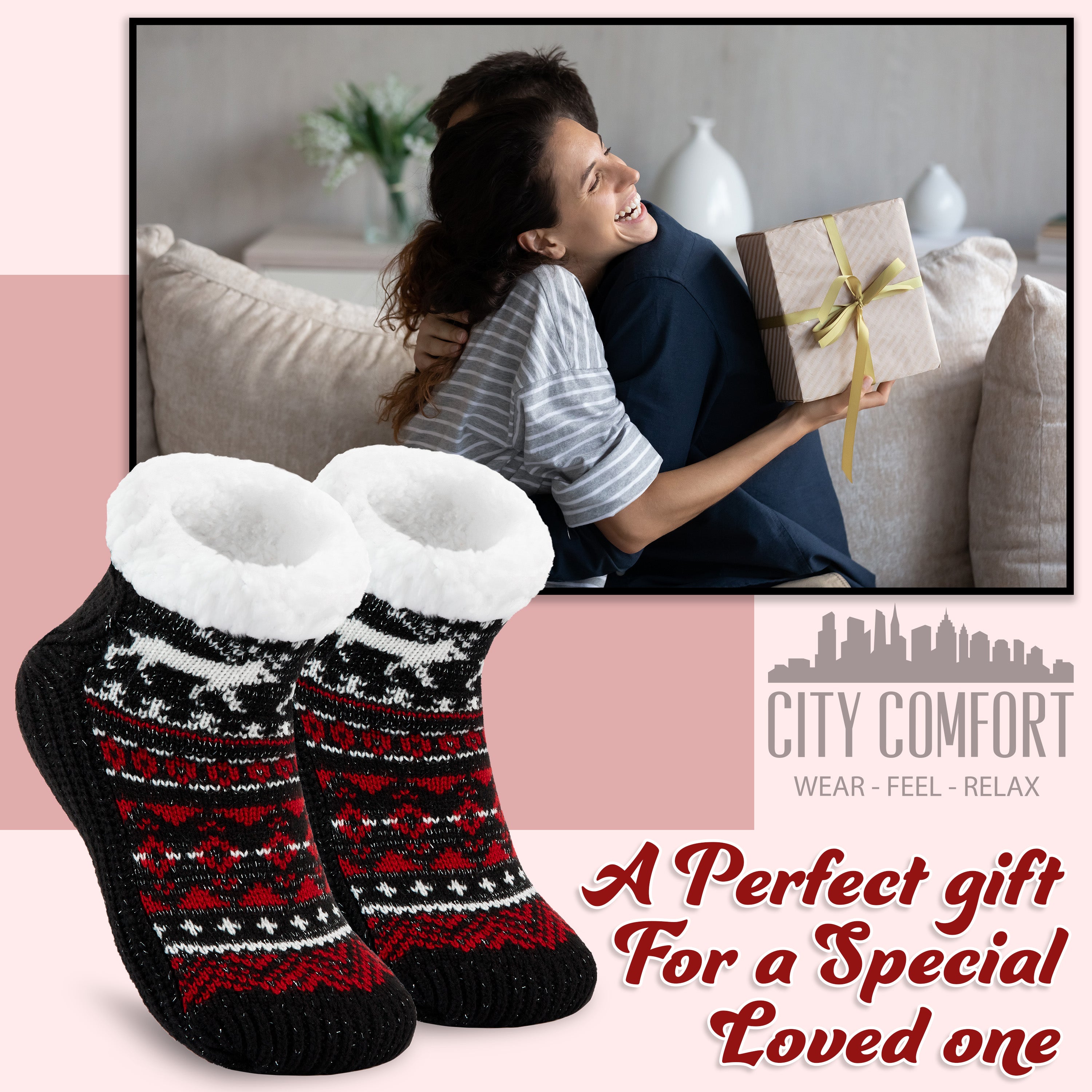 citycomfort-chaussettes-pilou-femme-sherpa-antiderapantes image 3