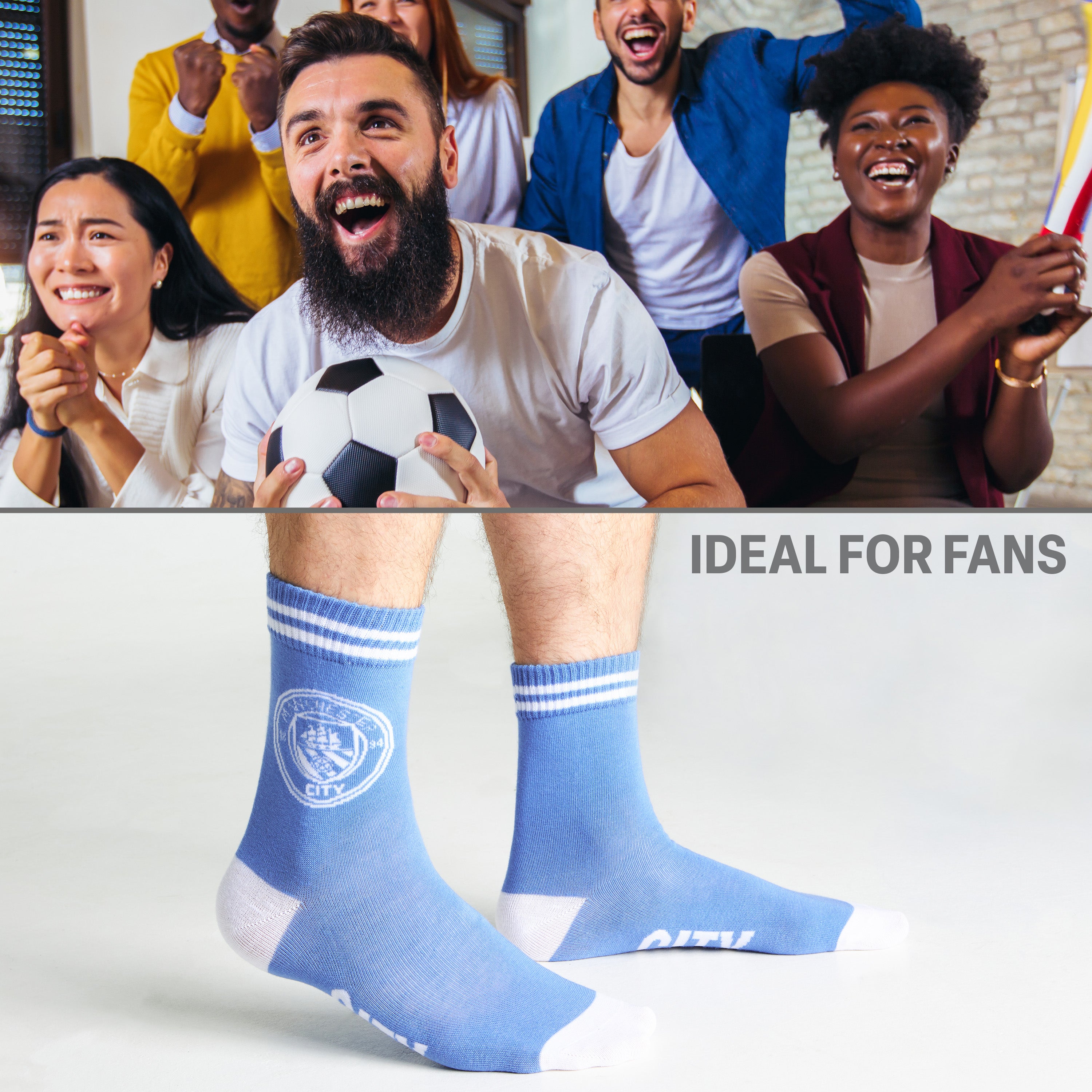 manchester-city-chaussettes-homme-coton-mi-mollet-lot-2-ballon image 5