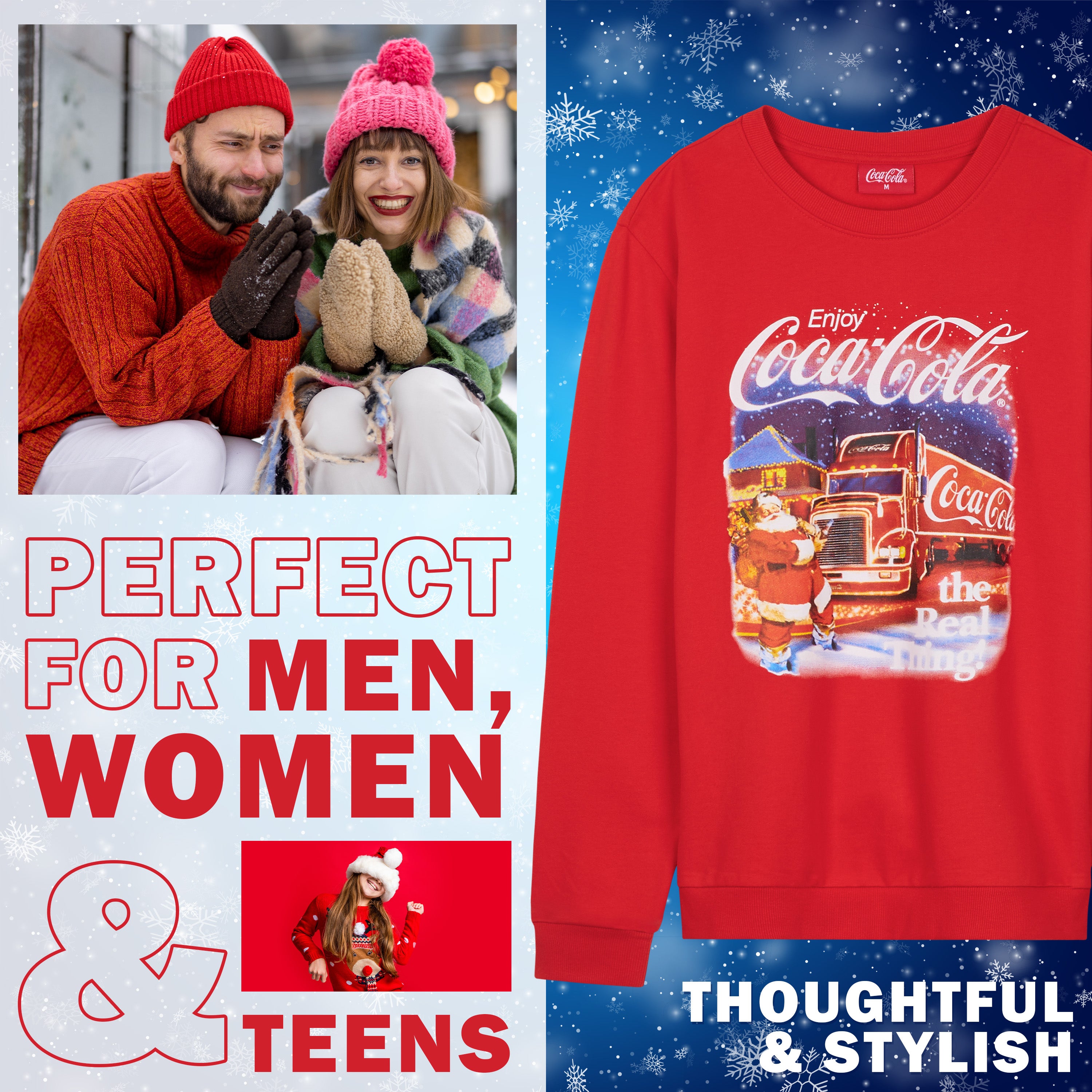 coca-cola-sweat-de-no-l-pull-col-rond-rouge-adulte image 3