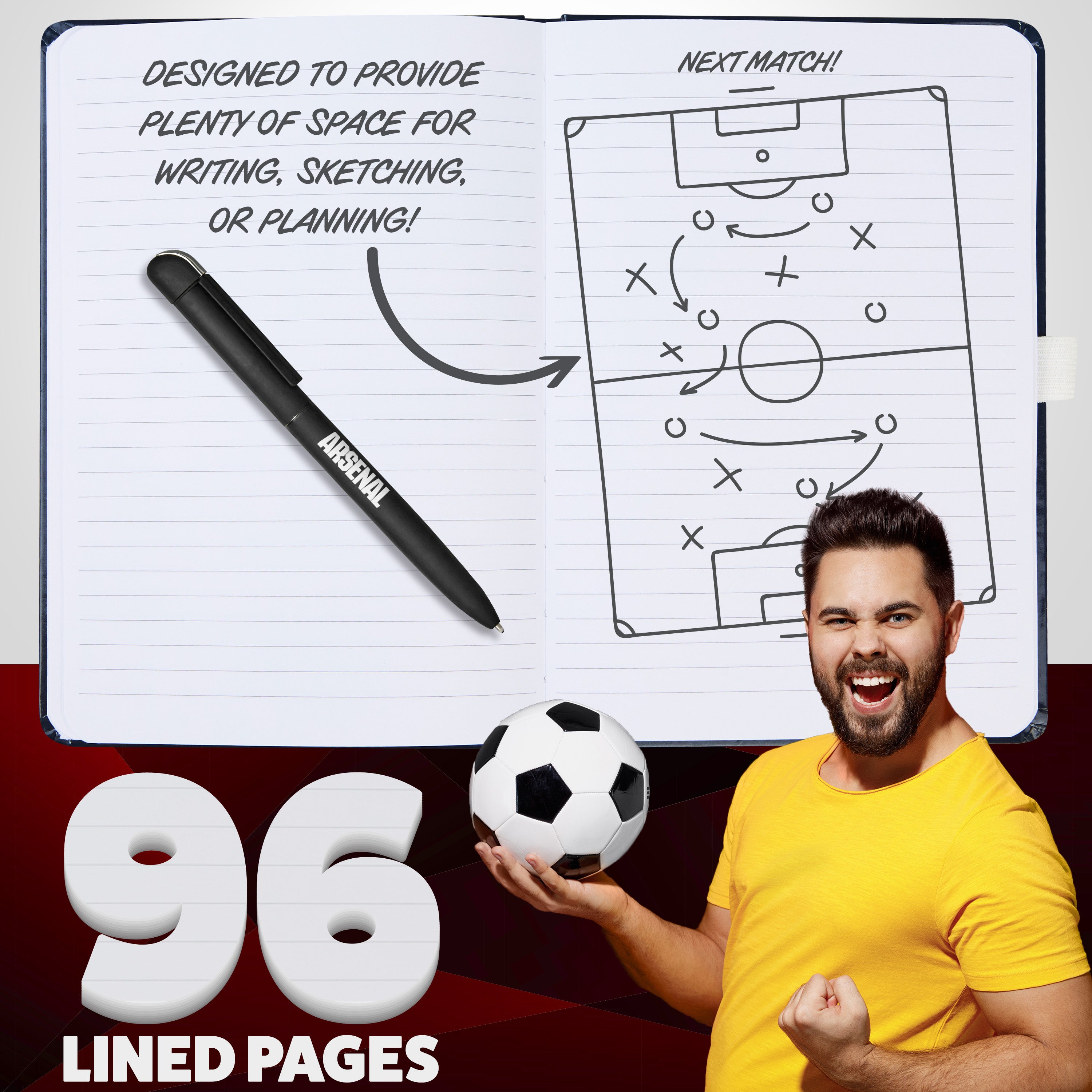 arsenal-carnet-a4-lign-stylo-papeterie-supporter-homme image 3