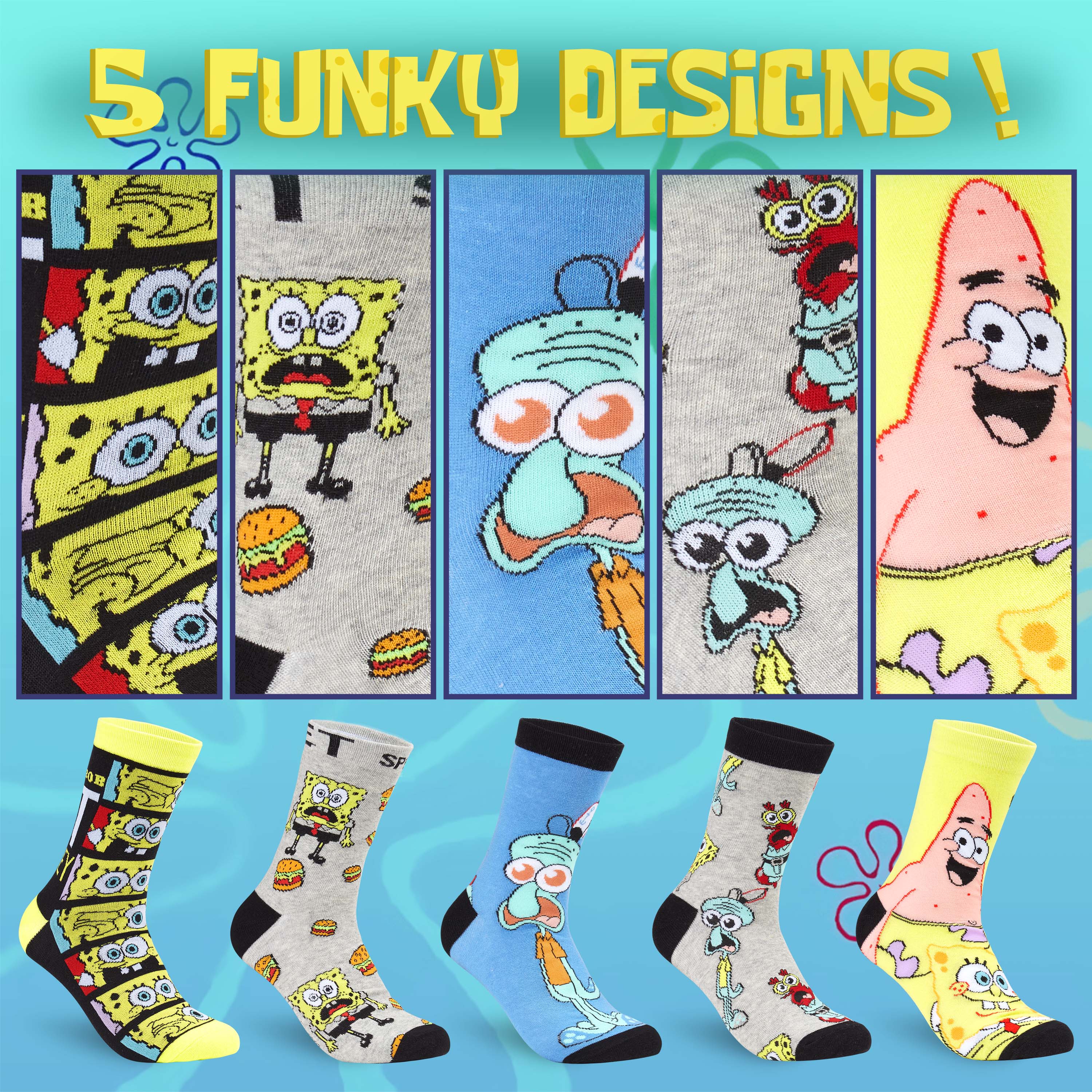 spongebob-chaussettes-homme-x5-coton-taille-6-10 image 4