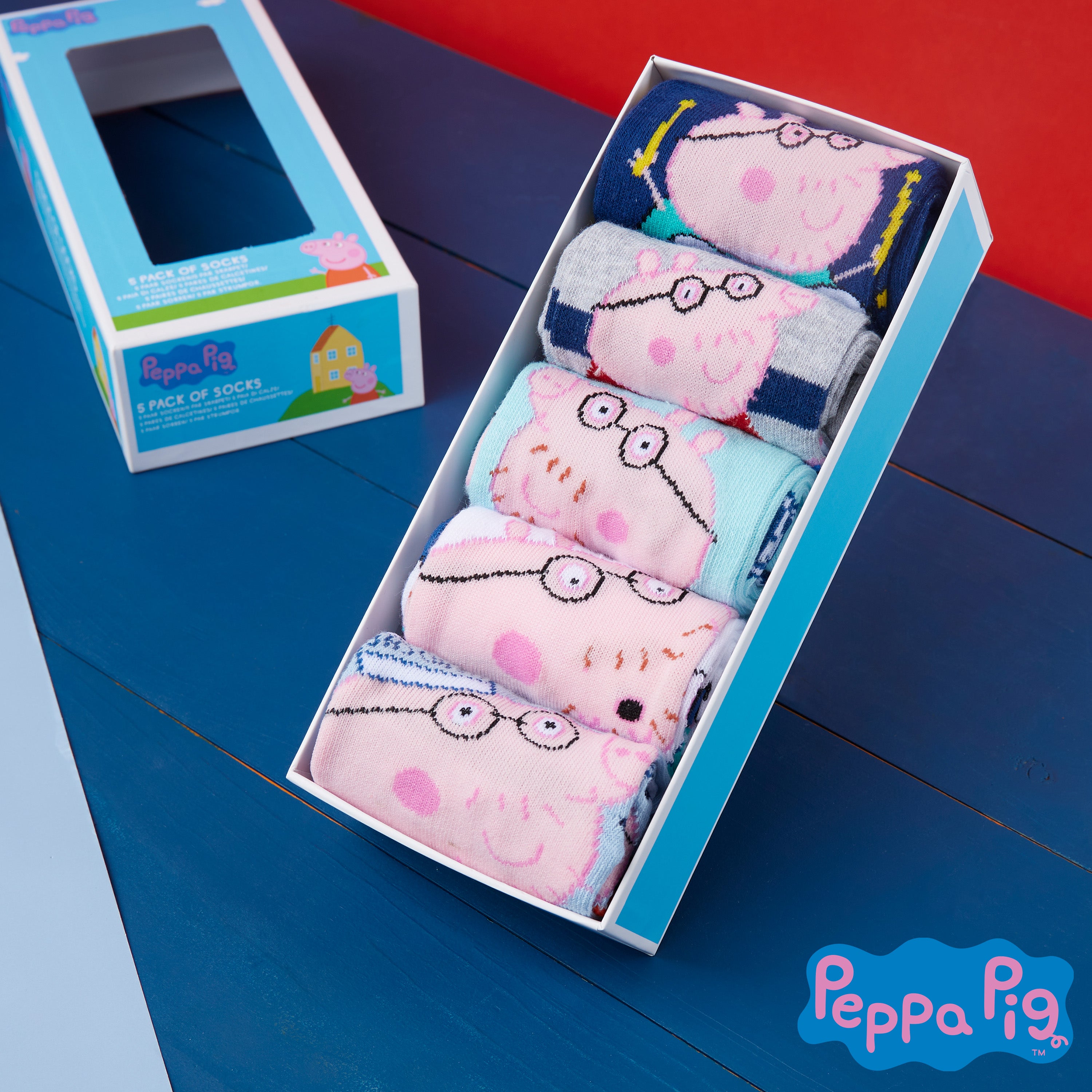 peppa-pig-chaussettes-homme-daddy-pig-lot-5-coton-taille-39-44 image 2