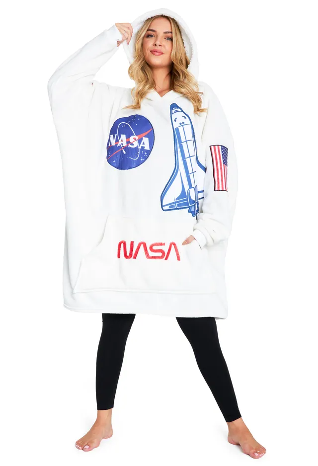 get-trend-nasa-sweat-plaid-capuche-blanc-oversize-polaire image 1
