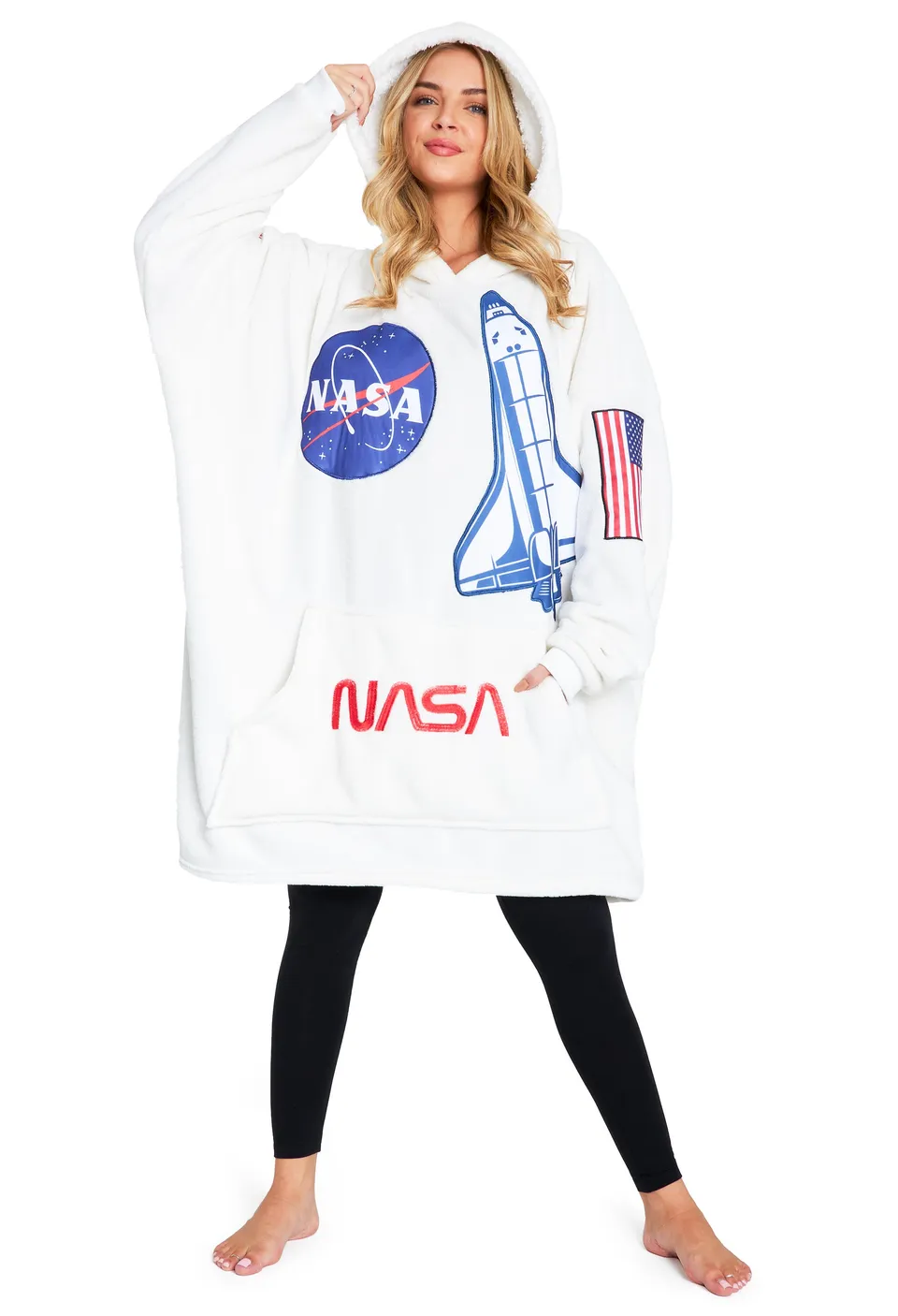 get-trend-nasa-sweat-plaid-capuche-blanc-oversize-polaire image 1
