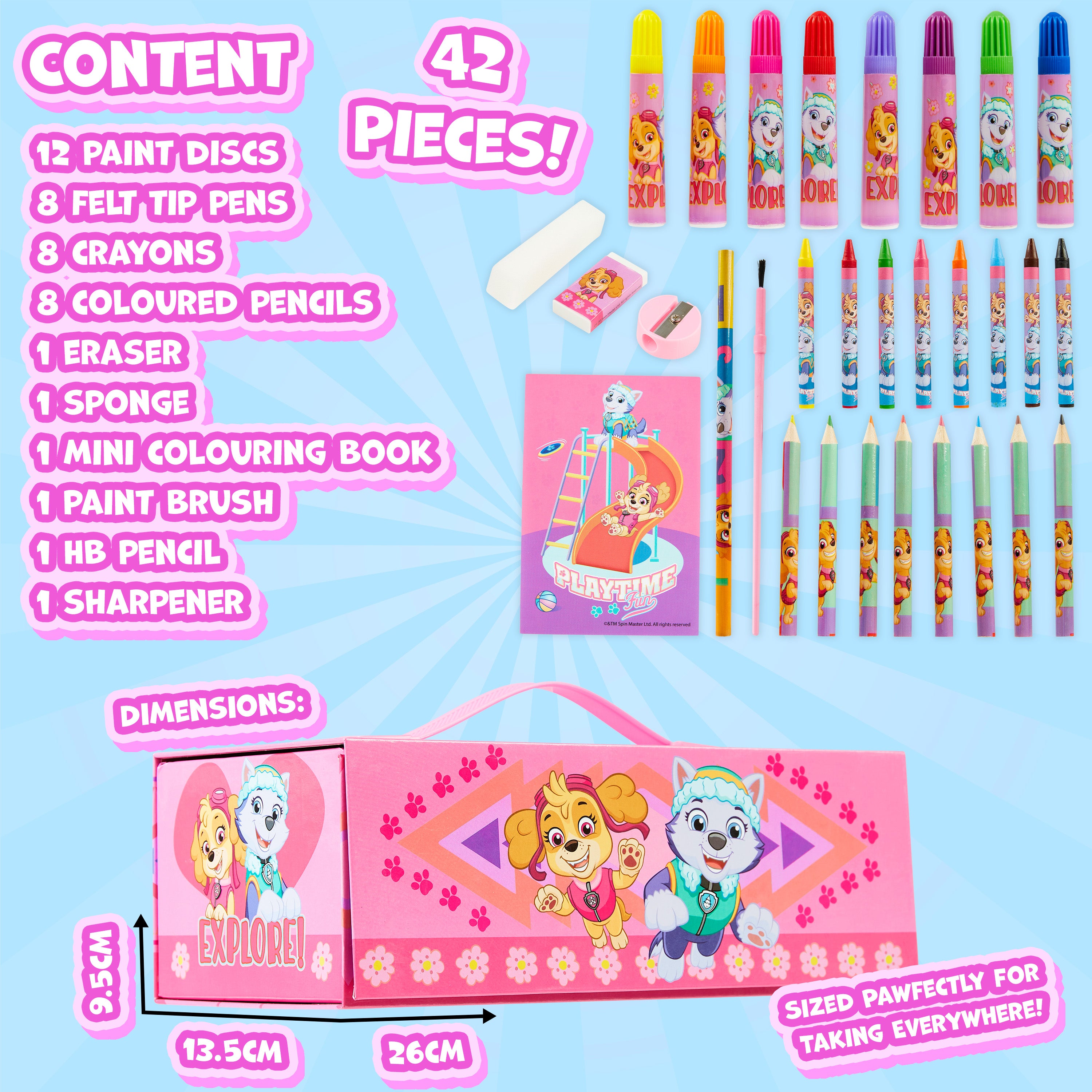 paw-patrol-set-art-40-pcs-mallette-coloriage-rose-feutres image 7