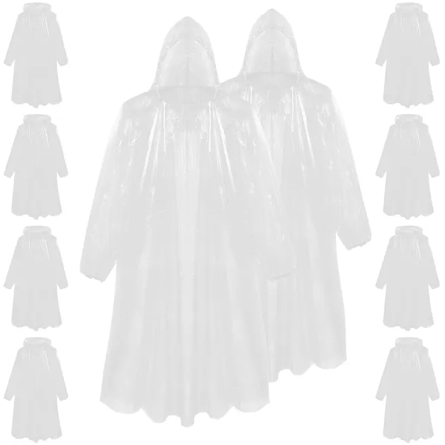 citycomfort-poncho-pluie-adulte-blanc-jetable-lot-10-transparent image 1
