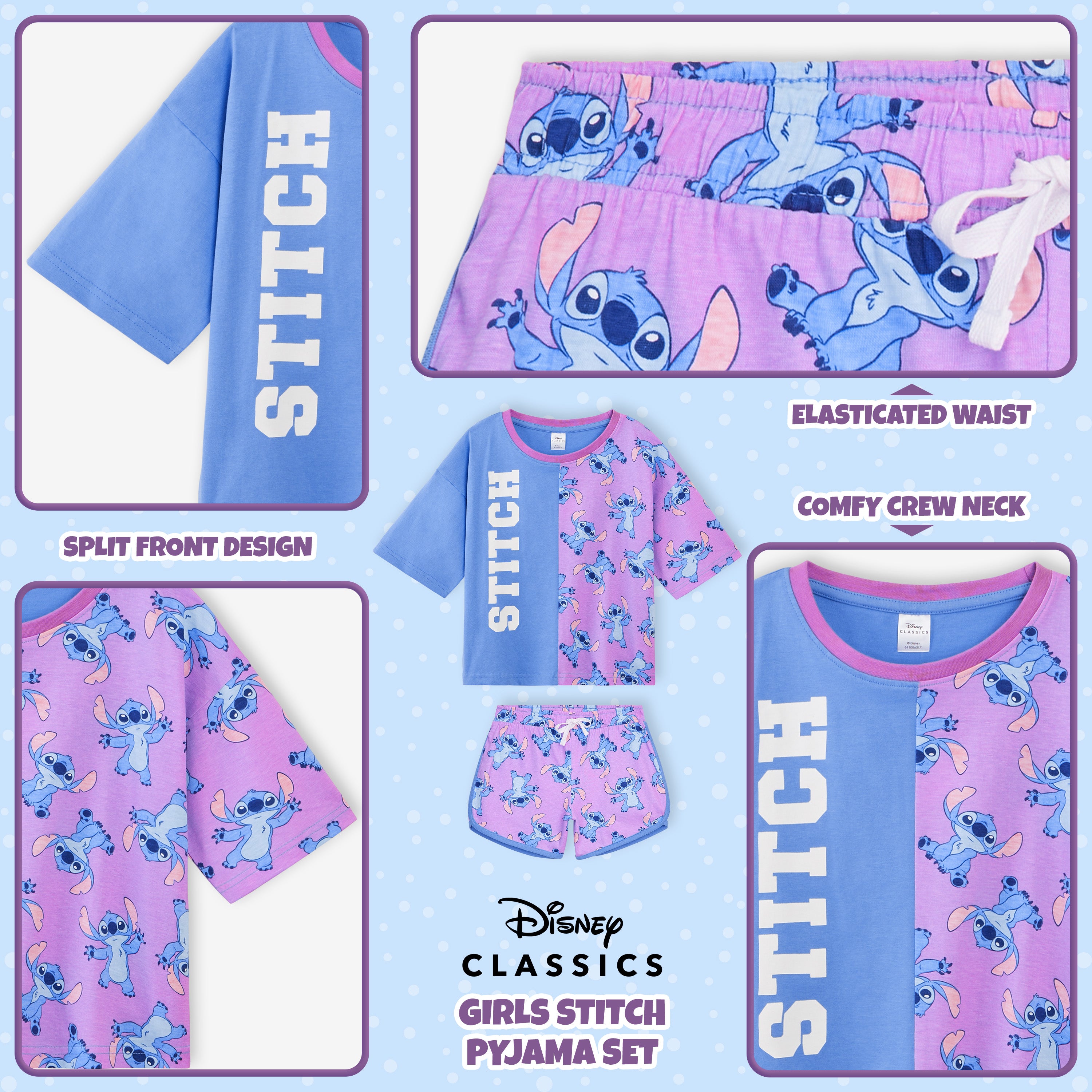 get-trend-girls-pyjama-short-stitch-disney-fille-coton-4-14-ans image 5