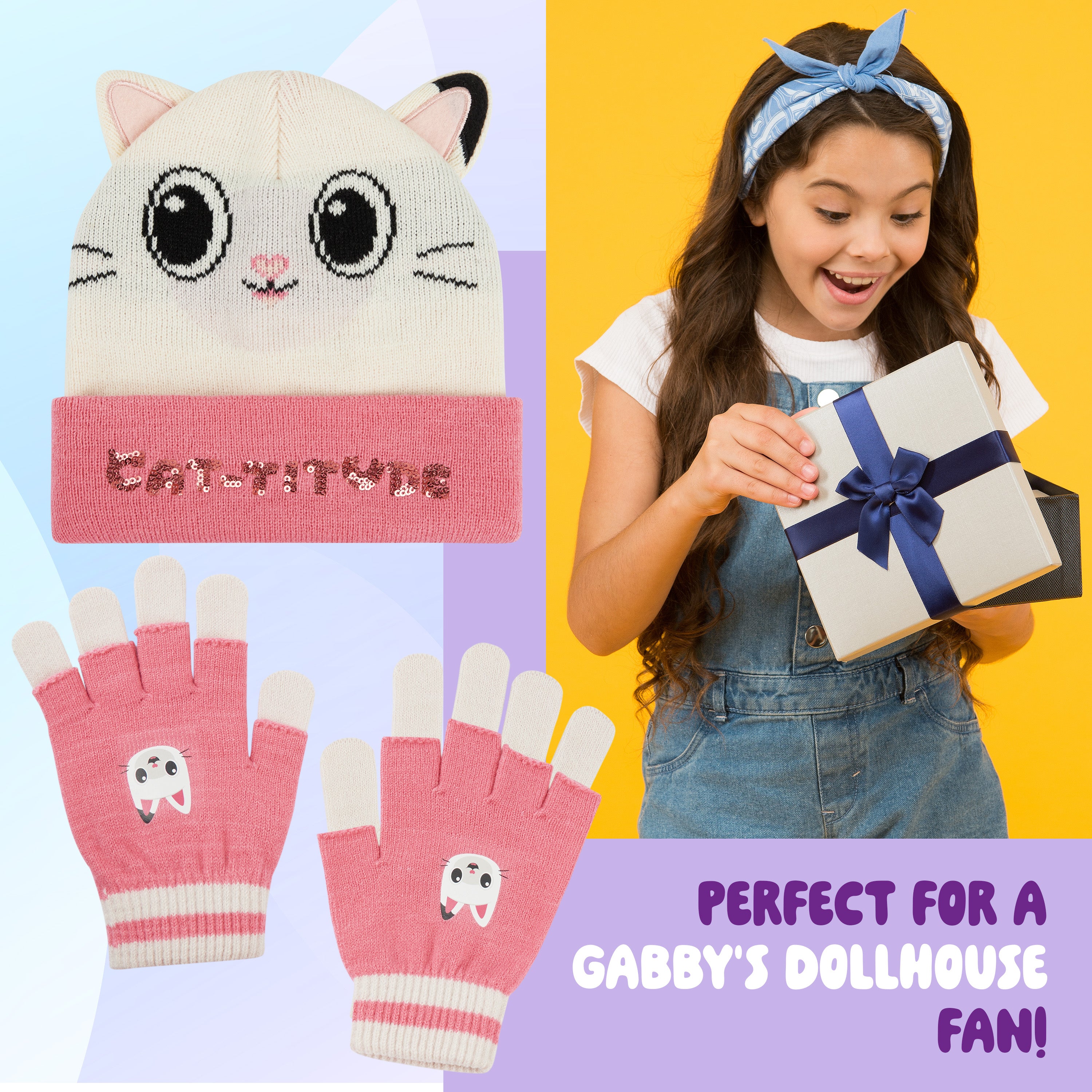 gabby-s-dollhouse-ensemble-bonnet-et-gants-fille-2-pi-ces-2-8-ans image 3