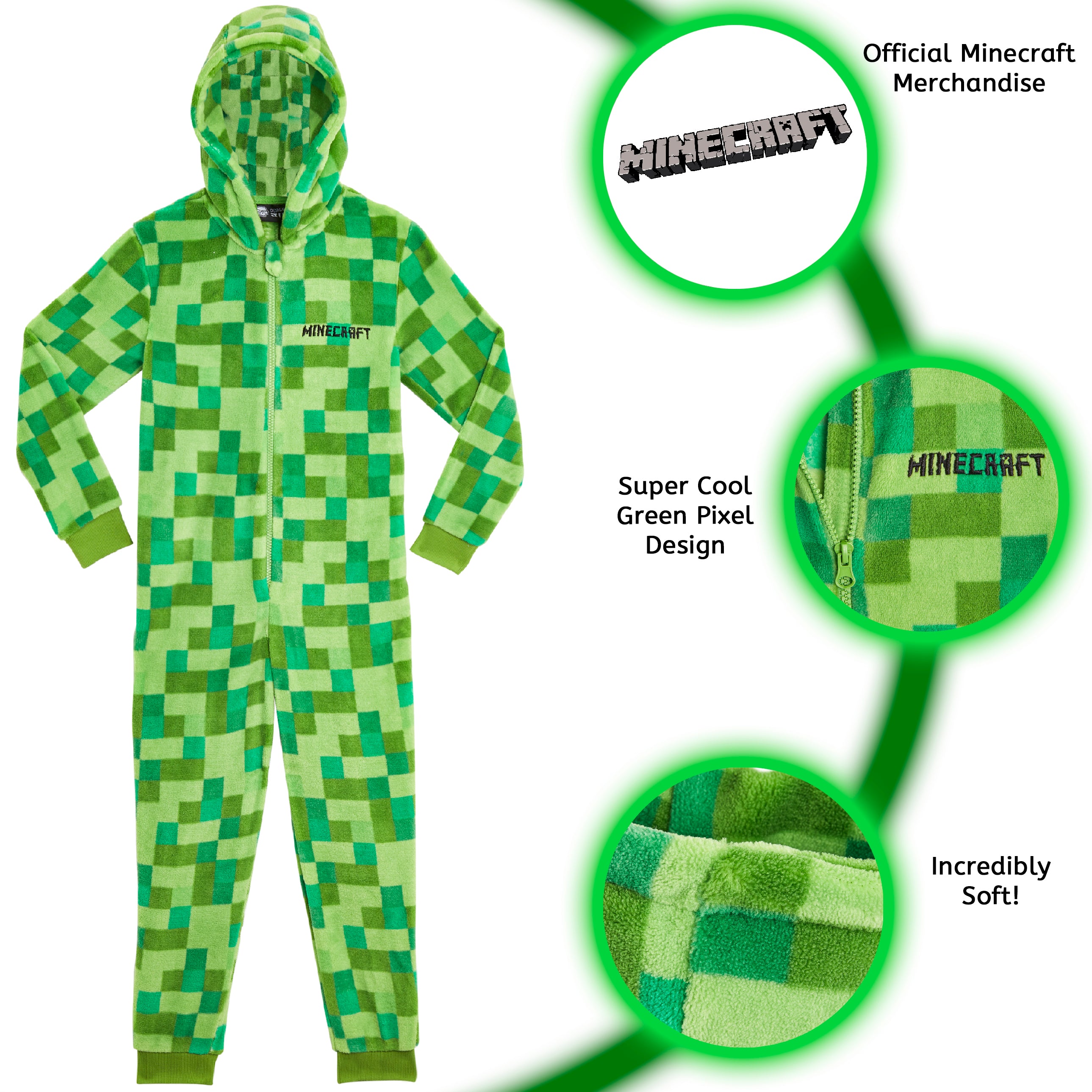 minecraft-combinaison-pyjama-polaire-gar-on-capuche-gamer-chaud image 2