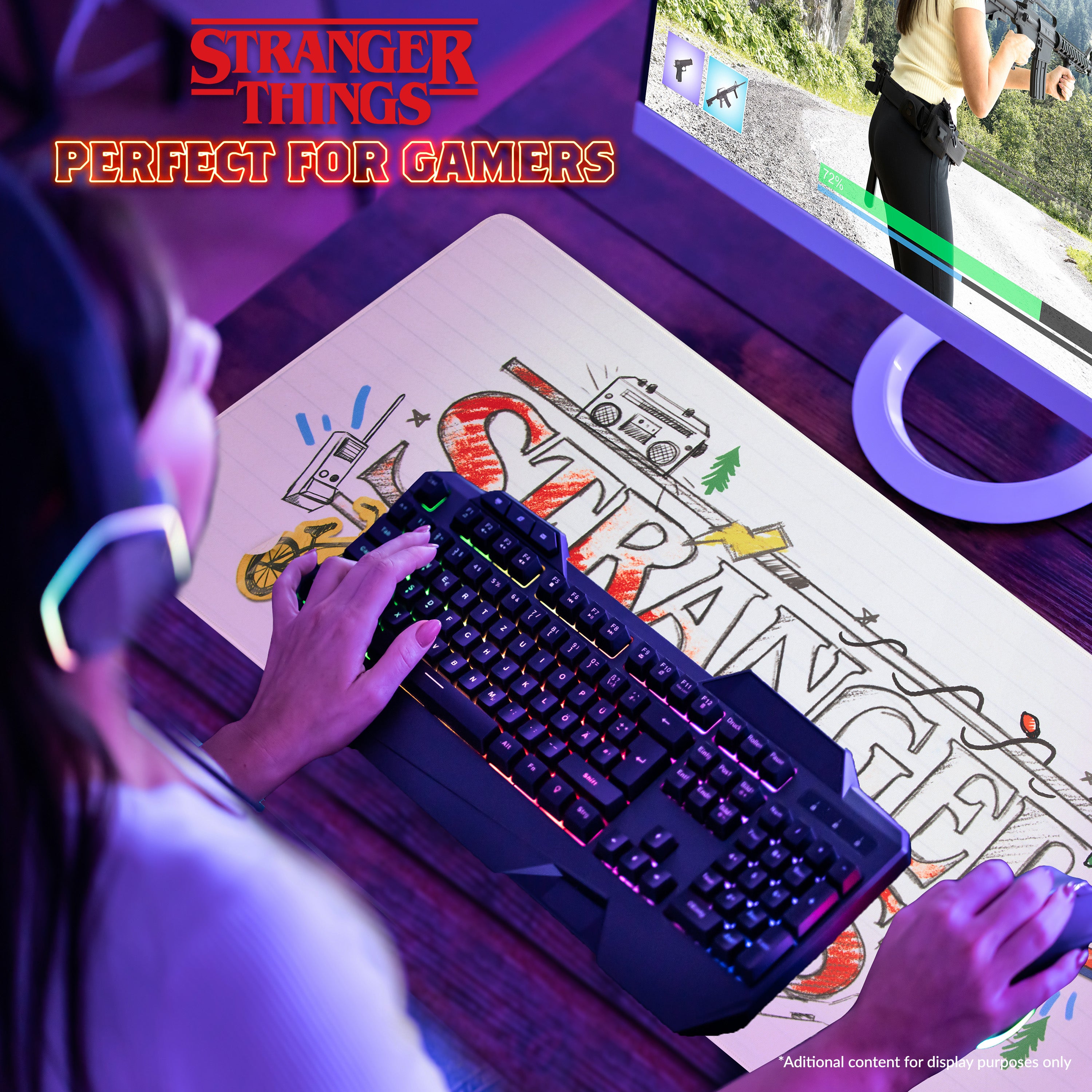 stranger-things-tapis-de-bureau-xxl-blanc-80x36-clavier-souris image 6