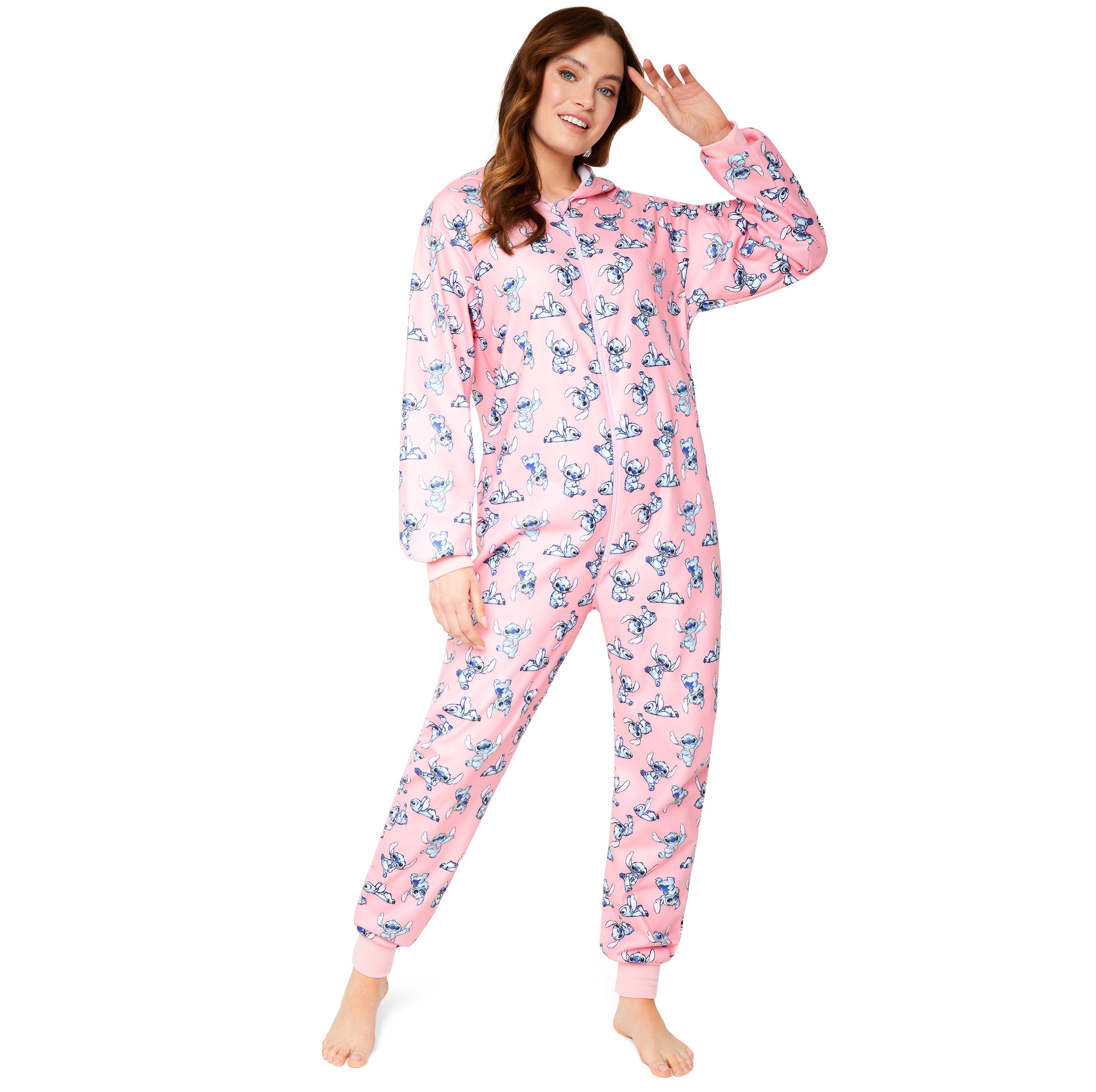 disney-stitch-combinaison-pyjama-femme-s-rose-polaire image 1