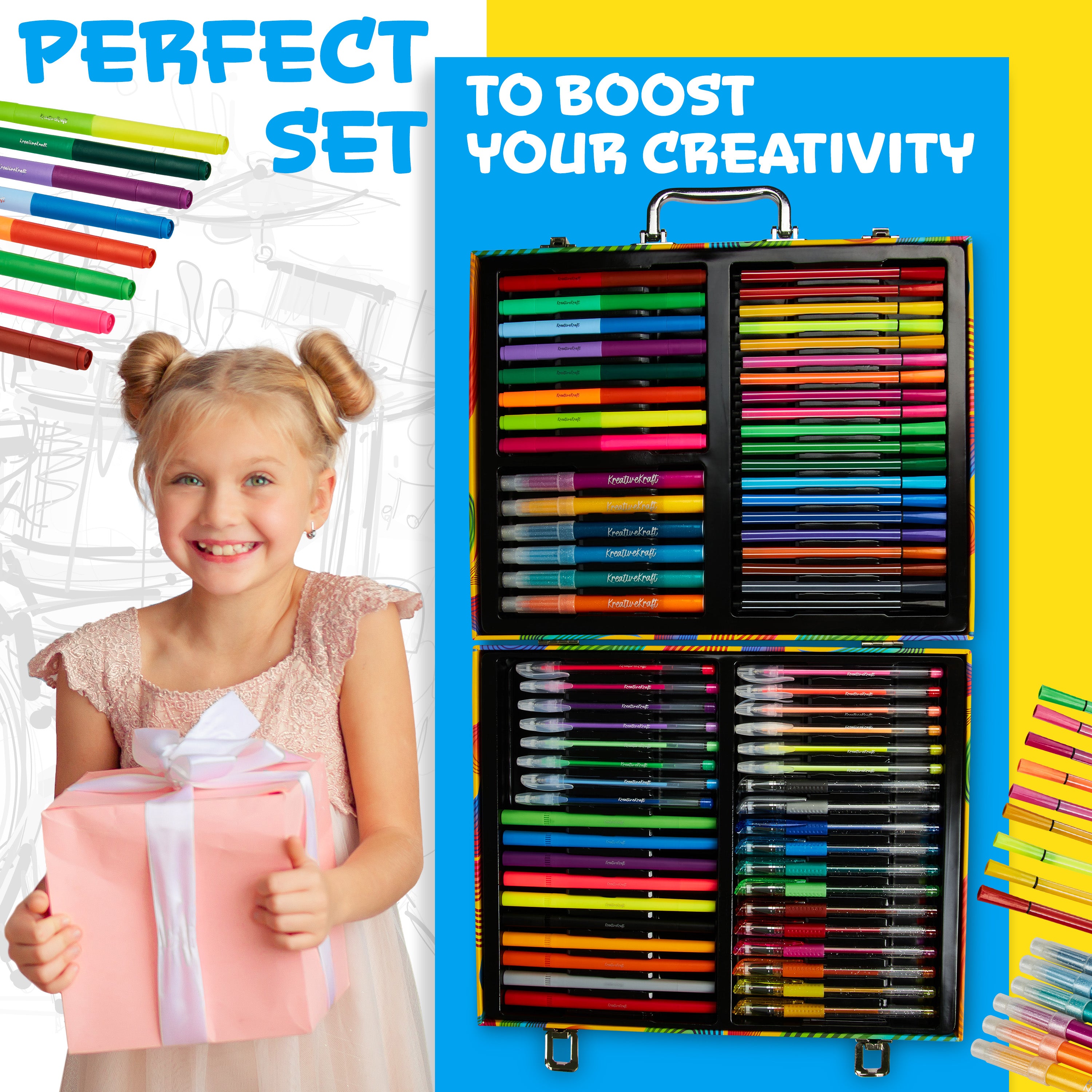 kreativekraft-kit-coloriage-70-feutres-paillet-s-mallette-enfant image 3
