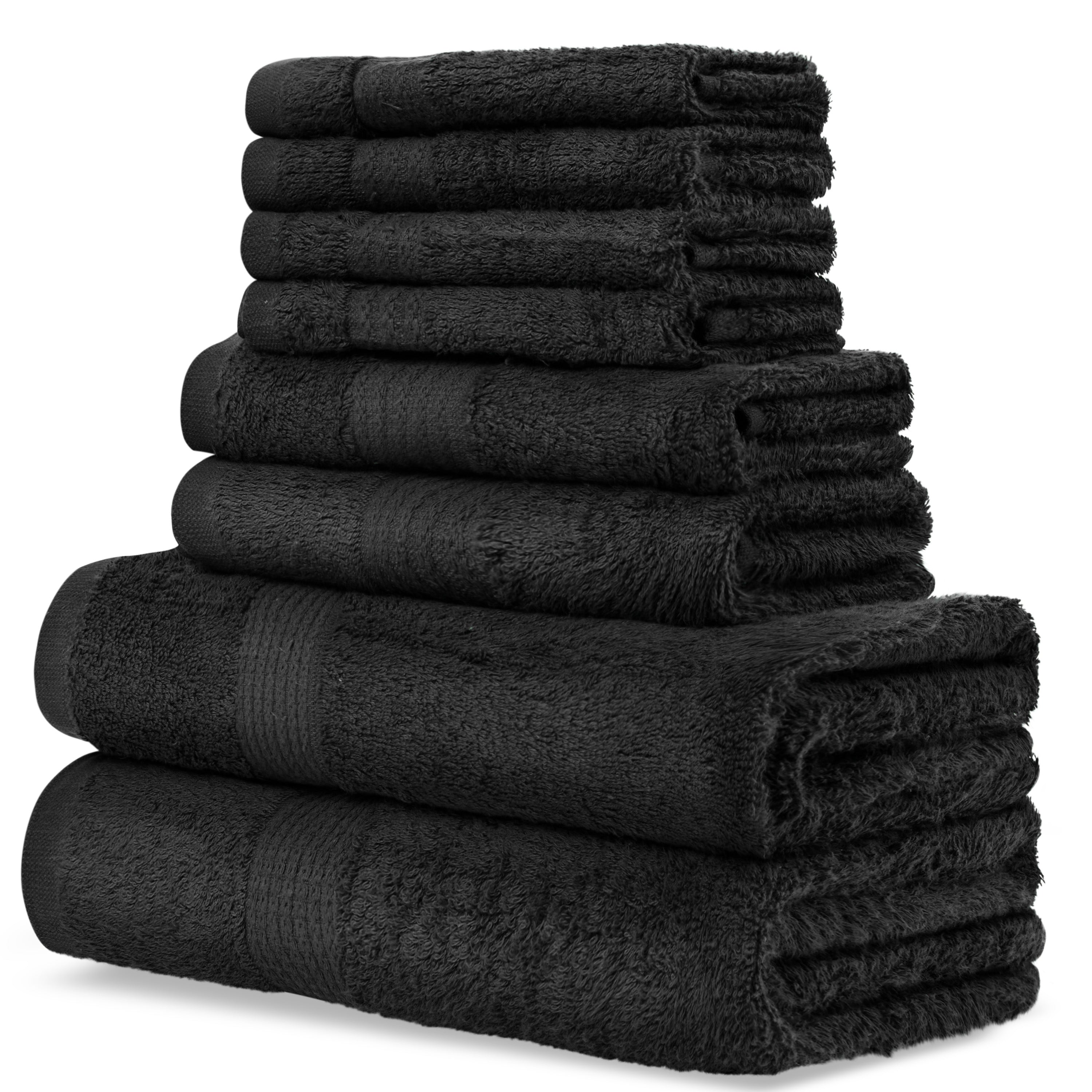 citycomfort-set-8-serviettes-coton-550-g-m-noir-bain-main image 1