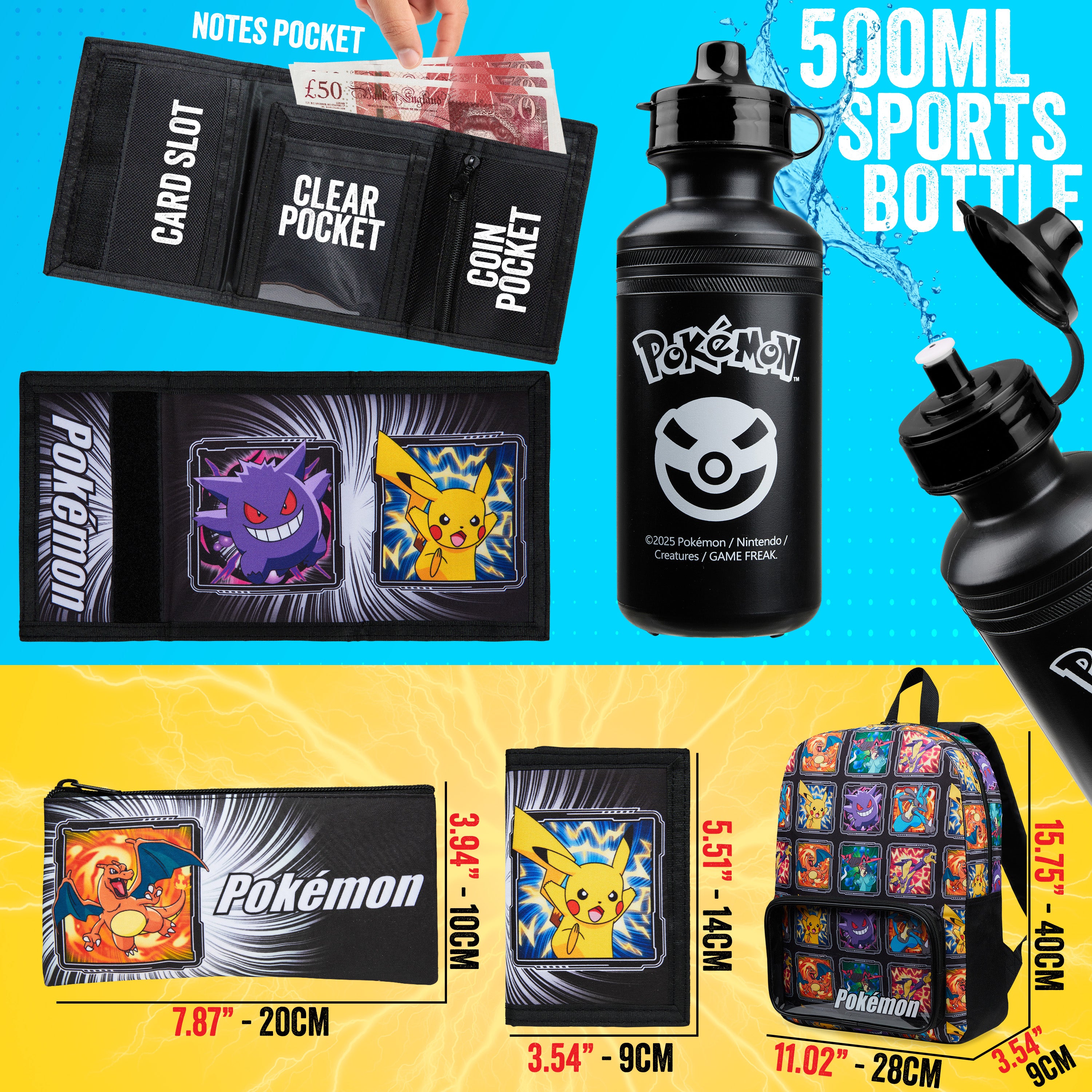 get-trend-pok-mon-sac-dos-set-4-pi-ces-multi-gourde image 2
