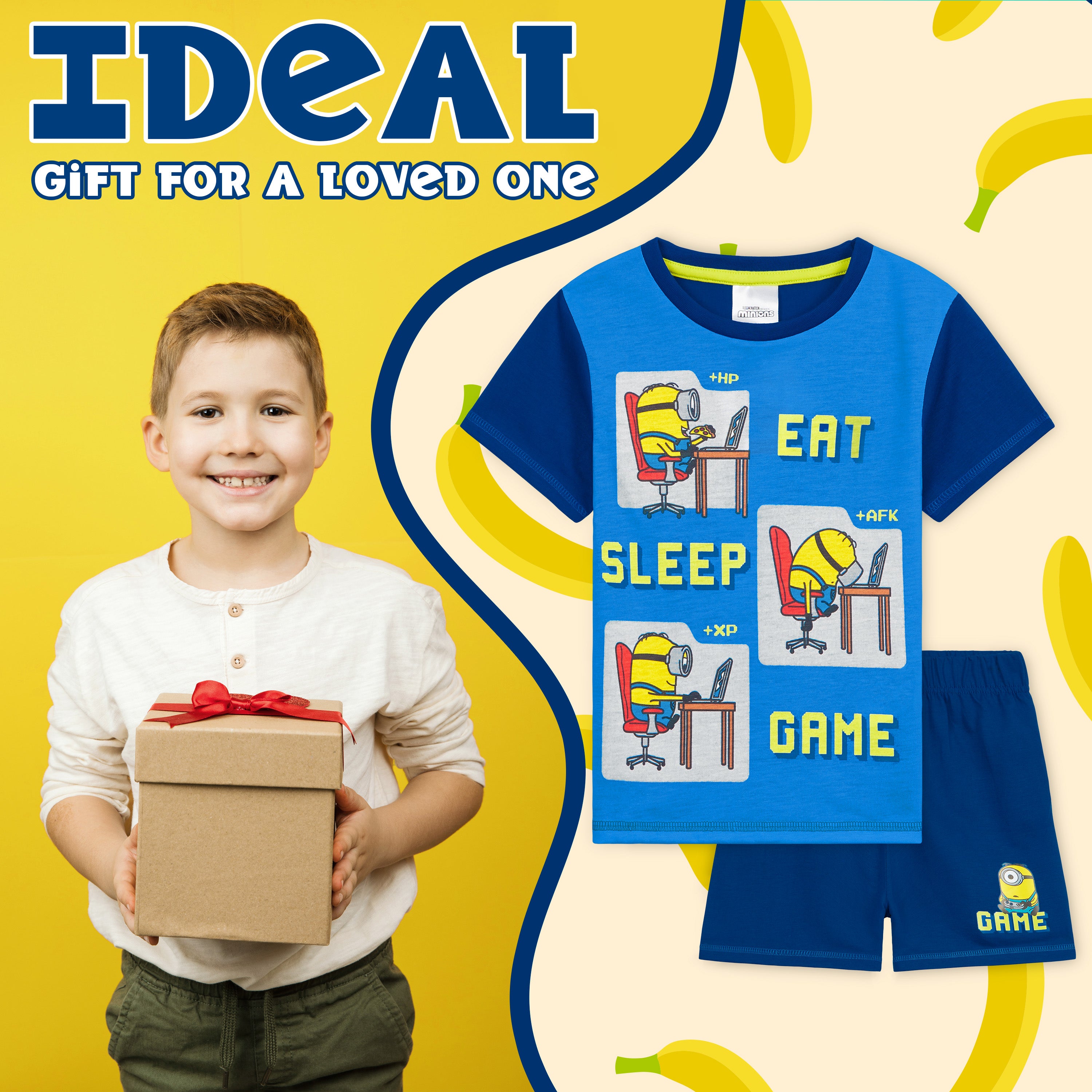 minions-pyjama-court-gar-on-short-t-shirt-bleu-7-8-ans image 3