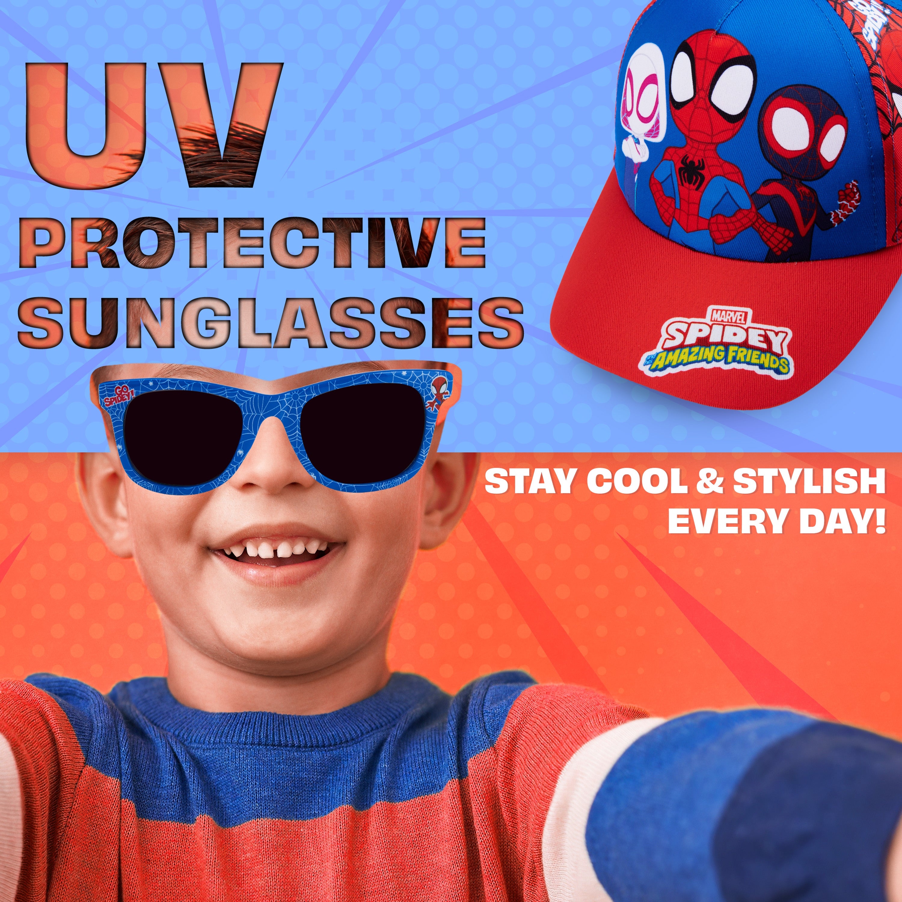 spiderman-set-casquette-lunettes-enfant-uv400-r-glable image 3