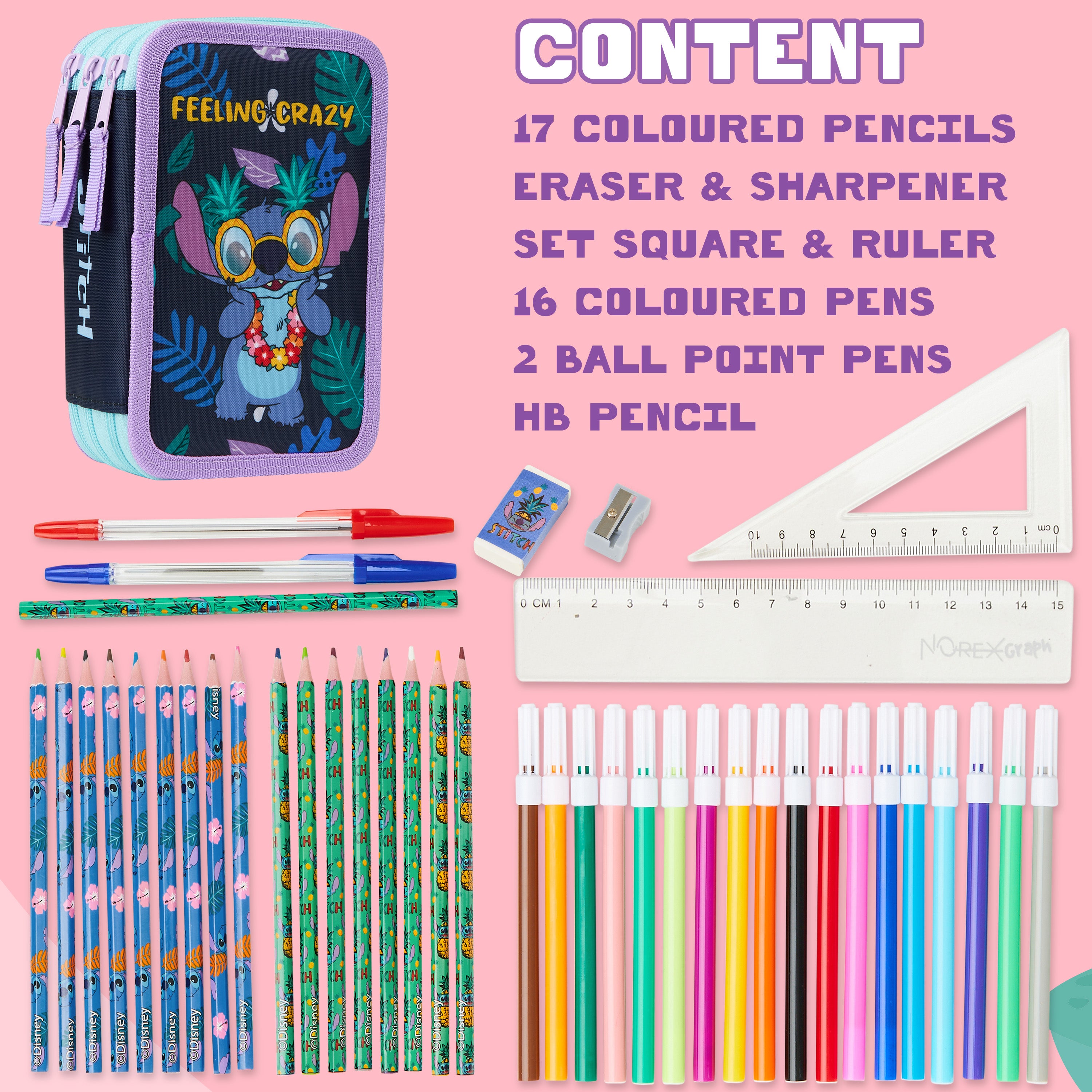 disney-stitch-trousse-garnie-triple-zip-crayons-feutres image 6