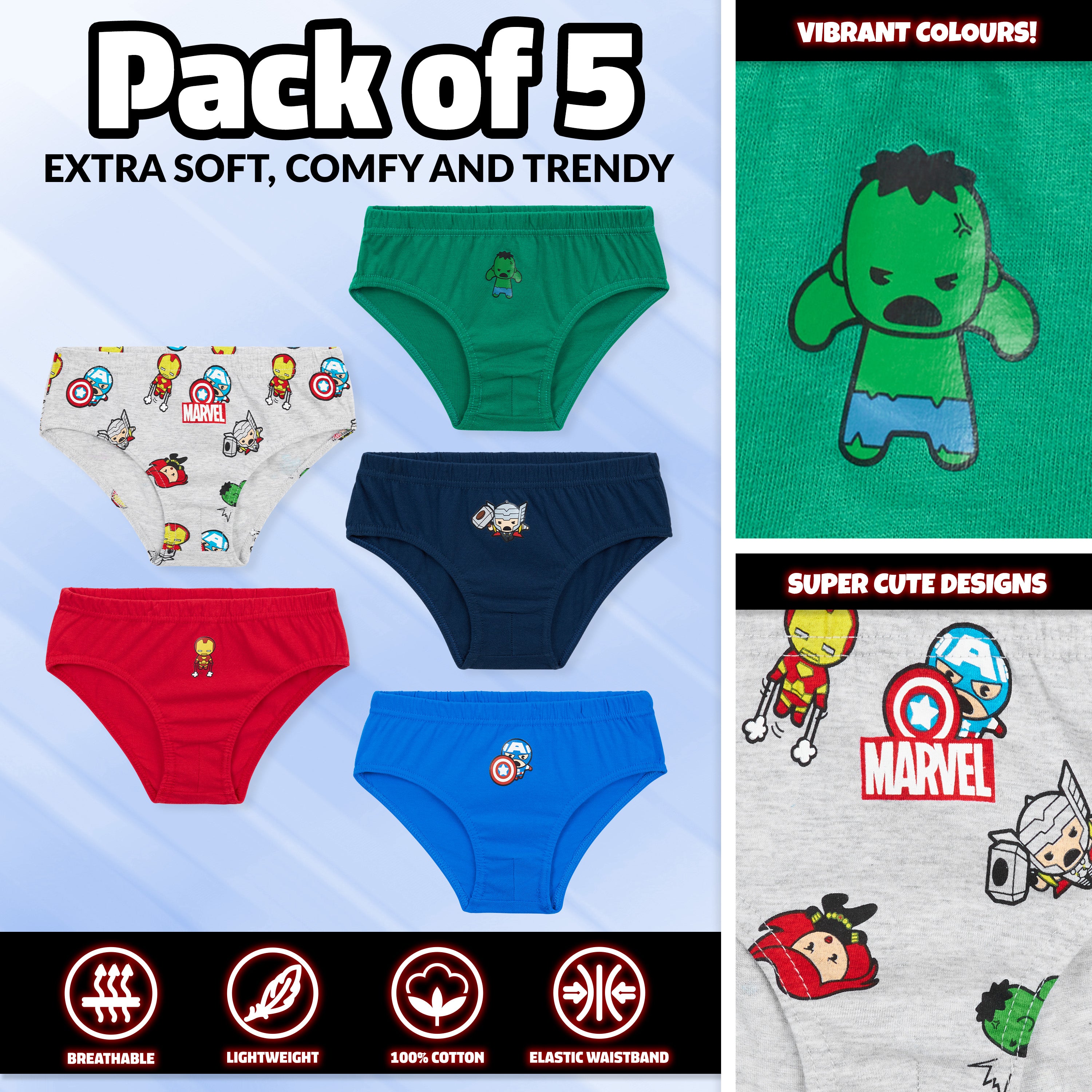 get-trend-marvel-slips-gar-on-5-pi-ces-coton-spiderman-7-8-ans image 4