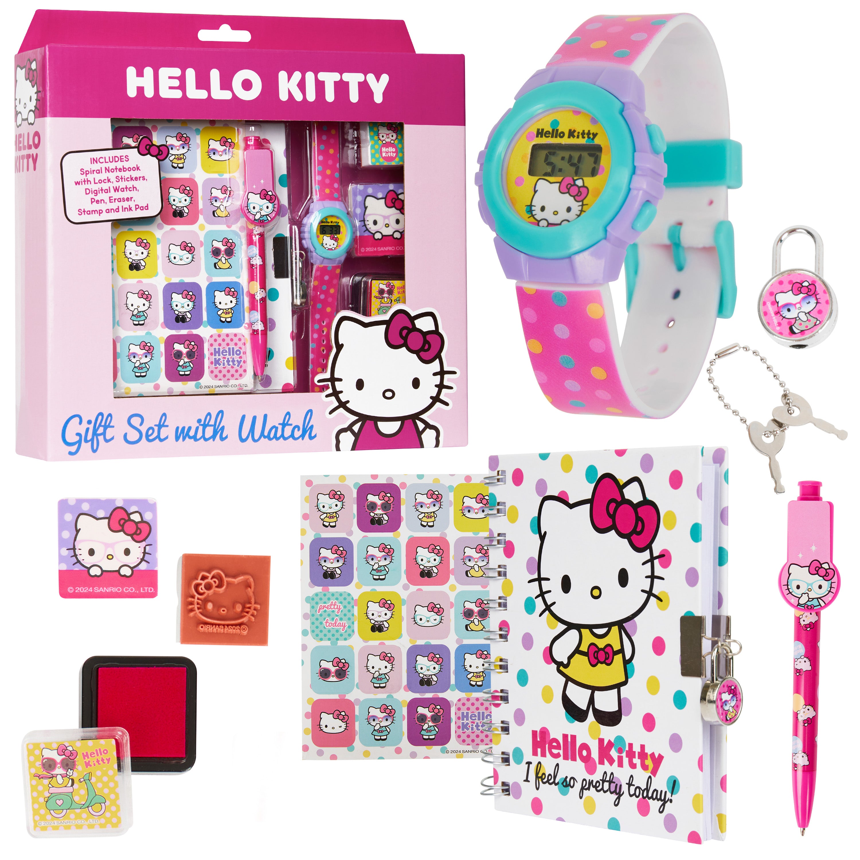 hello-kitty-montre-digitale-fille-coffret-journal-et-tampons image 1