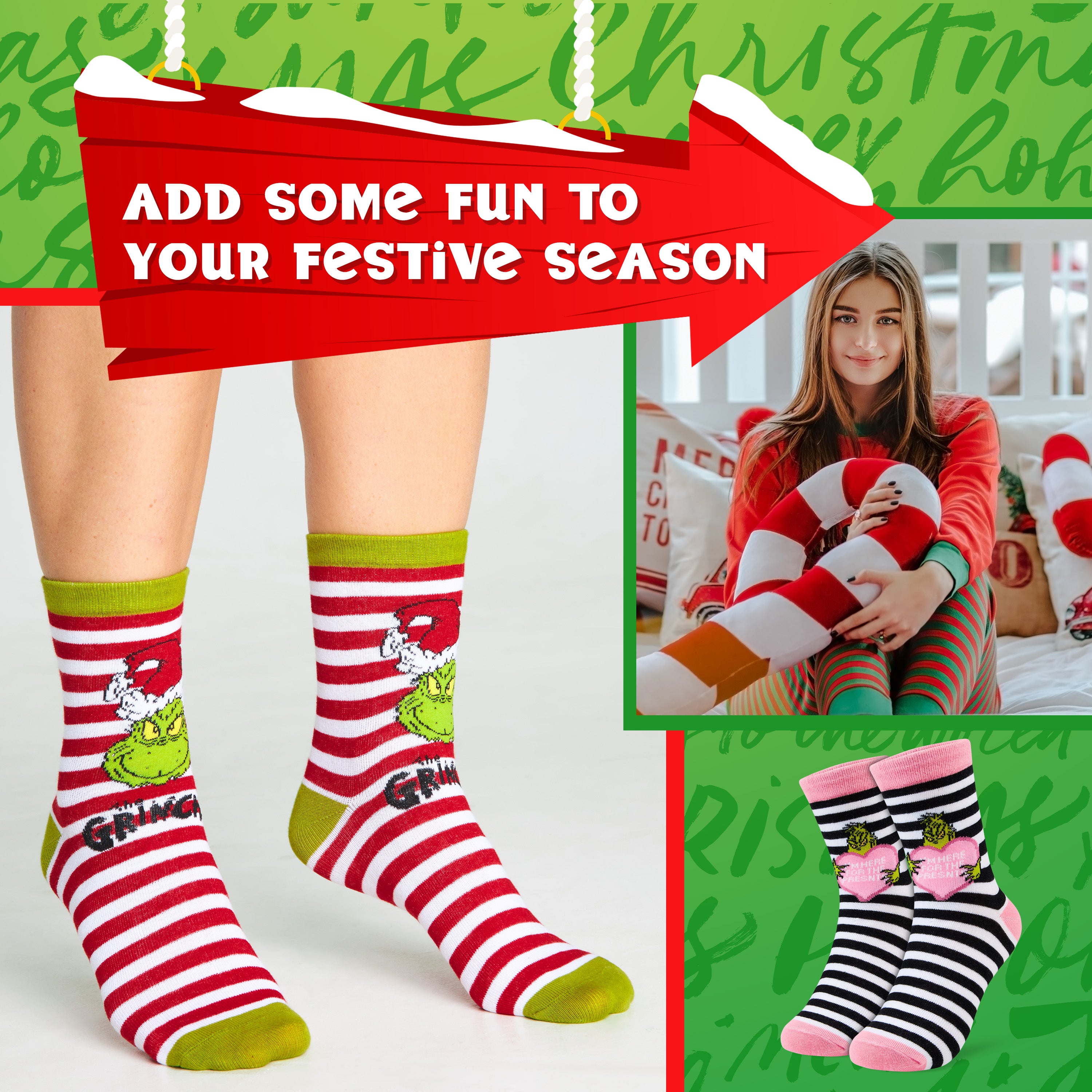 grinch-chaussettes-femme-mi-mollet-coton-lot-5-no-l image 3