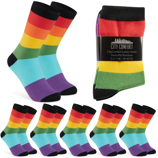 get-trend-citycomfort-chaussettes-femme-rainbow-lot-6-coton image 1