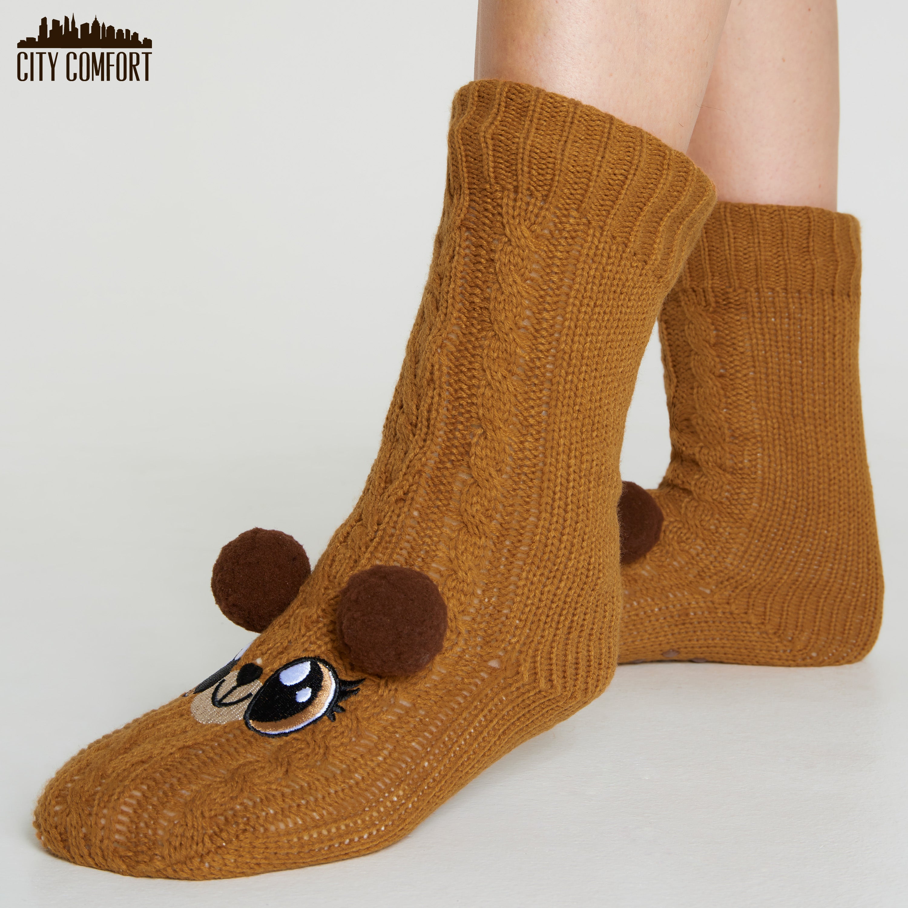citycomfort-women-ours-brun-chaussettes-pilou-antid-rapantes image 5