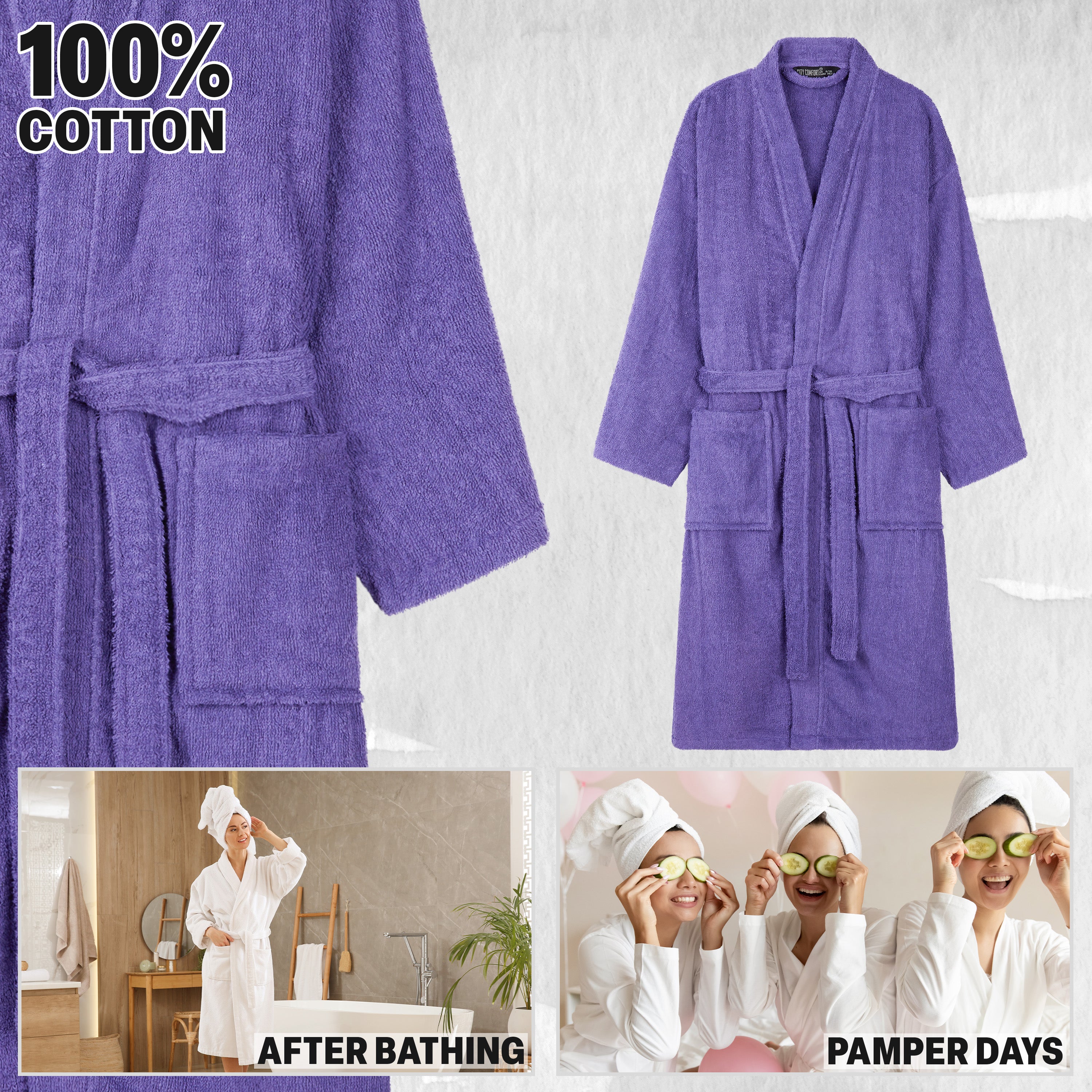get-trend-women-peignoir-ponge-coton-femme-violet-s image 5