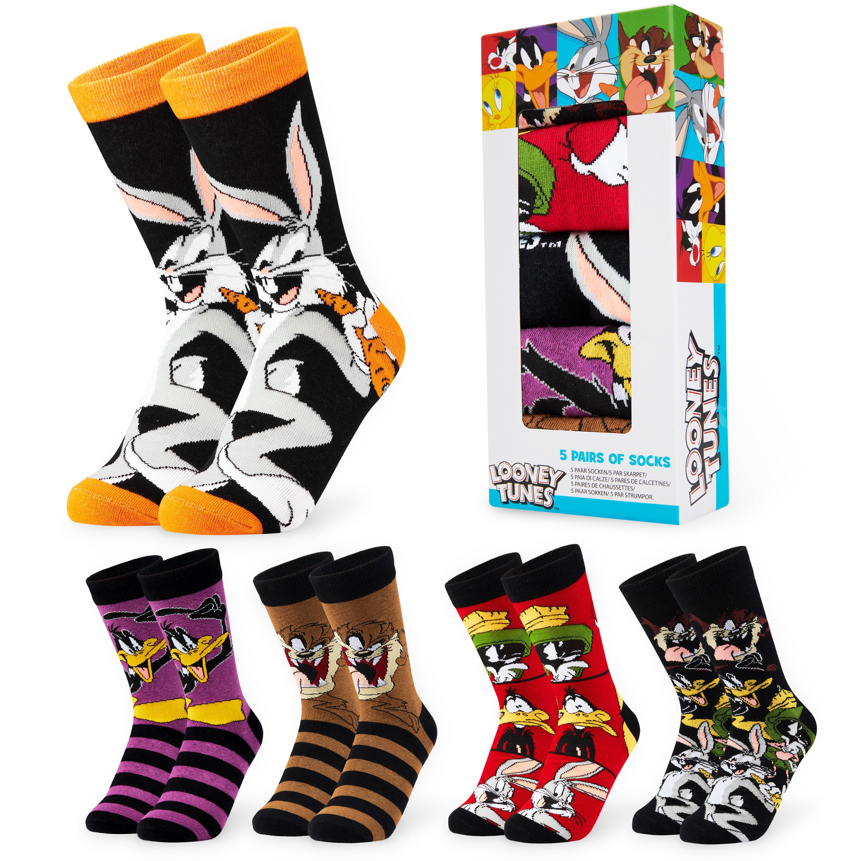 get-trend-men-looney-tunes-chaussettes-homme-lot-5-coton-respirant image 1
