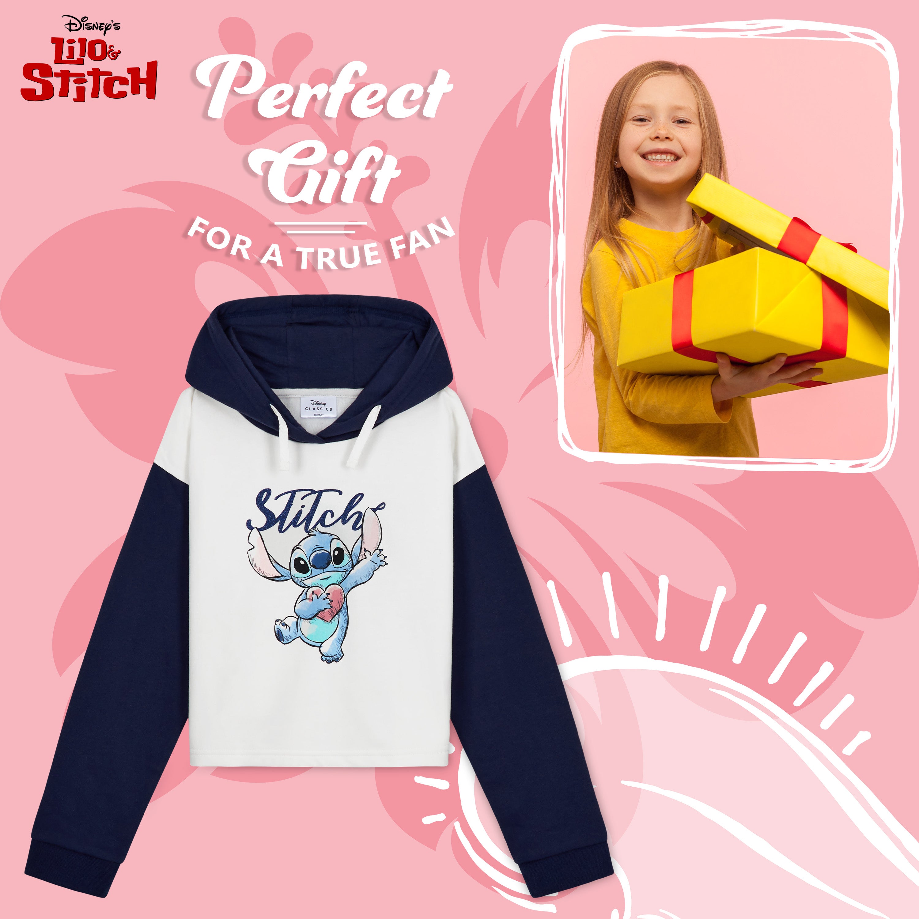 disney-stitch-sweat-capuche-court-fille-bleu image 3