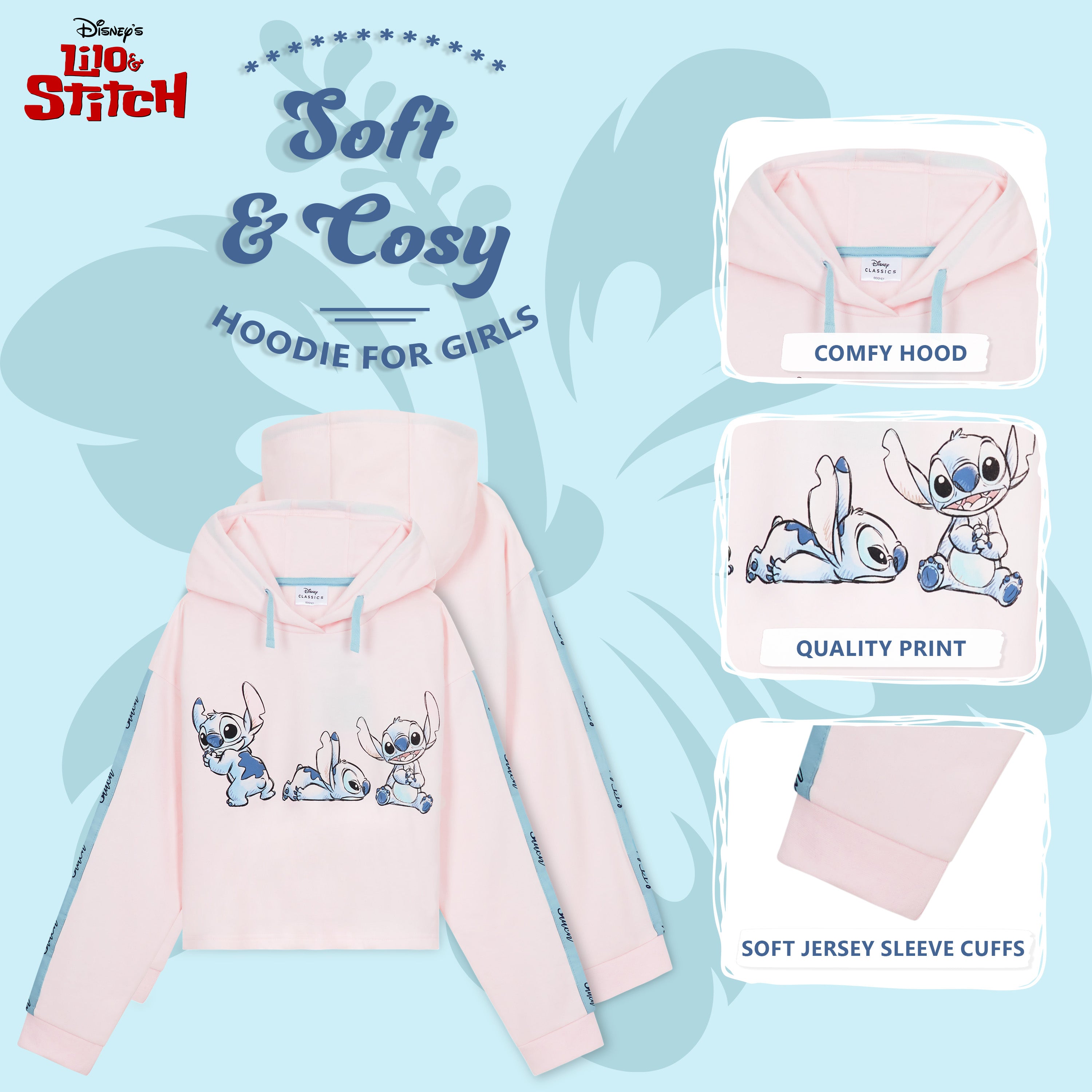 get-trend-girls-disney-stitch-sweat-capuche-fille-court-doux image 4