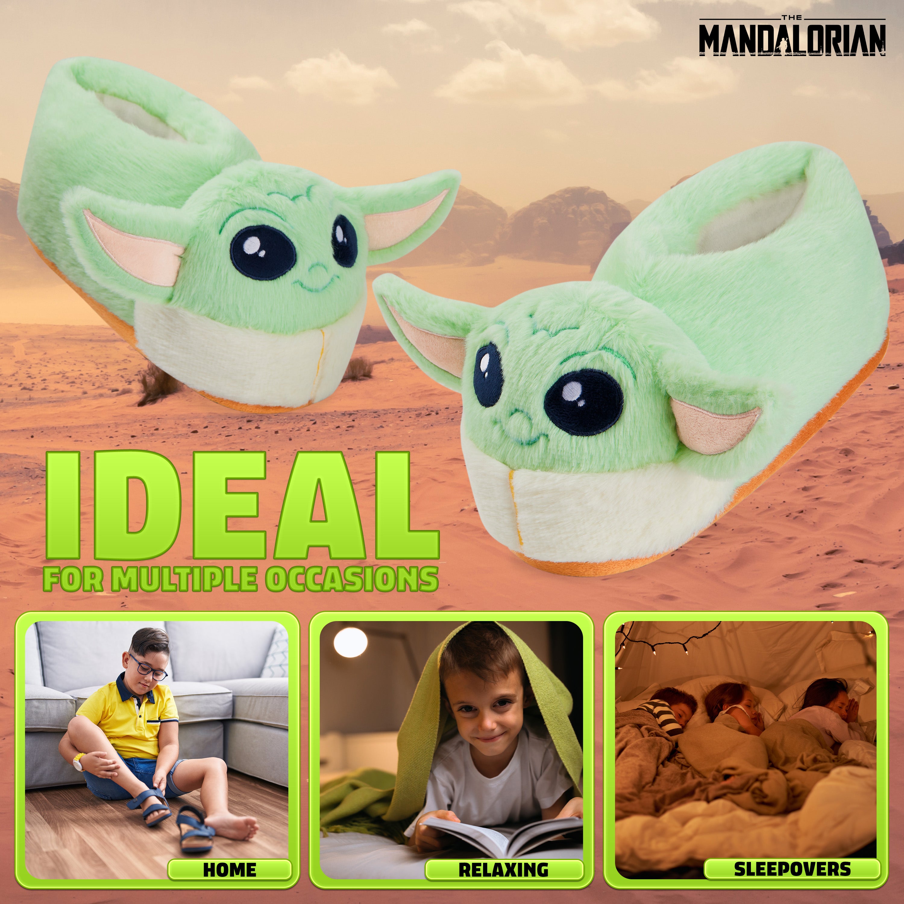 disney-baby-yoda-chaussons-enfant-3d-peluche-vert-antidescapant image 5