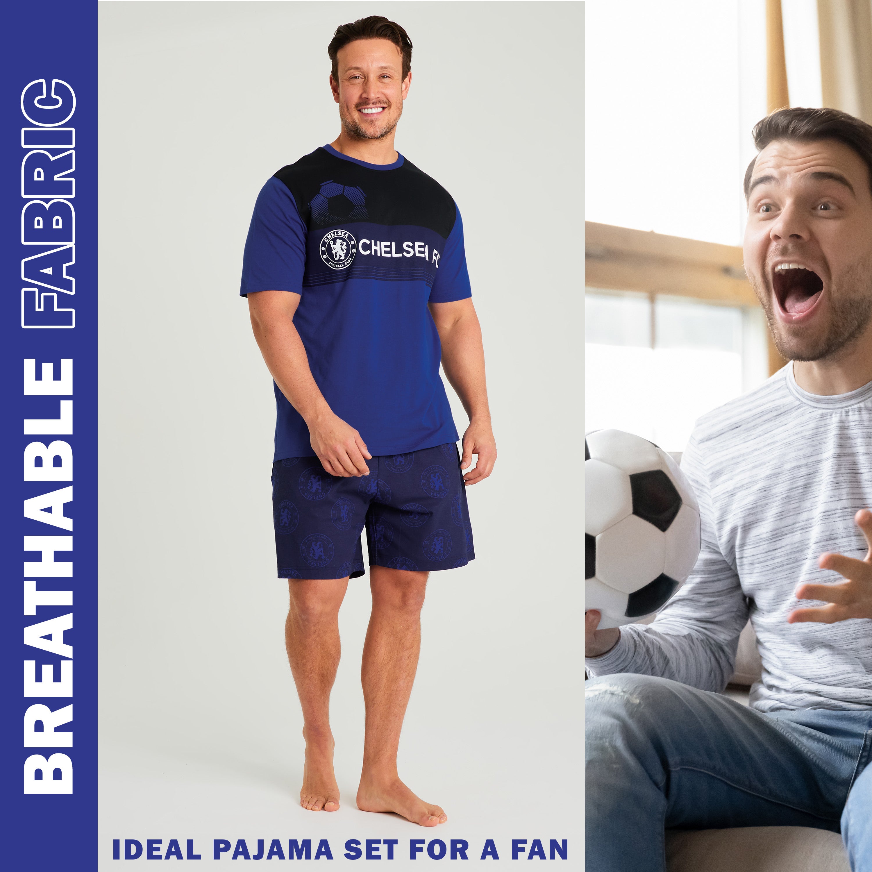 chelsea-pyjama-homme-short-coton-bleu-marine-noir image 4