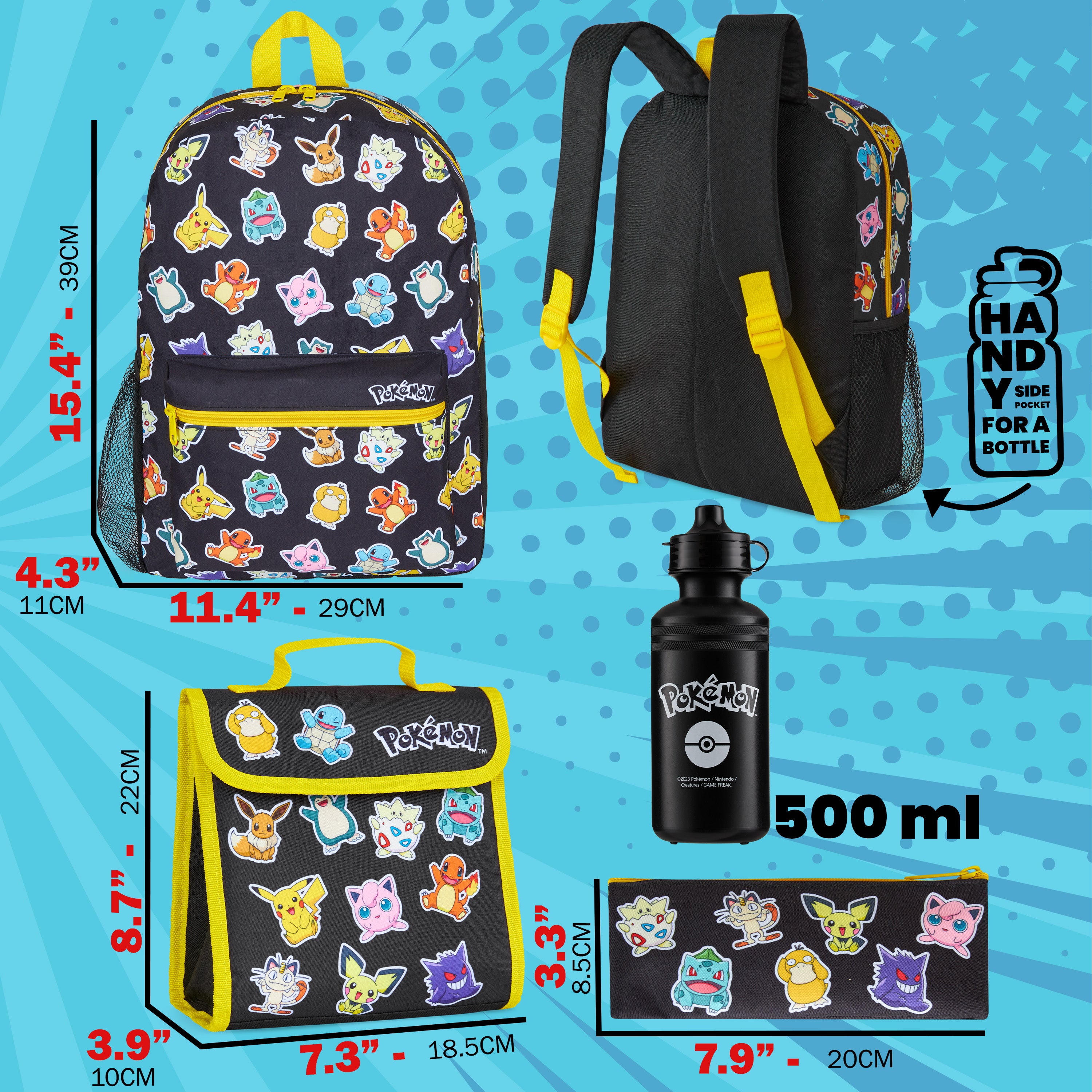 get-trend-school-supplies-pok-mon-cartable-4-pi-ces-noir-gourde image 6