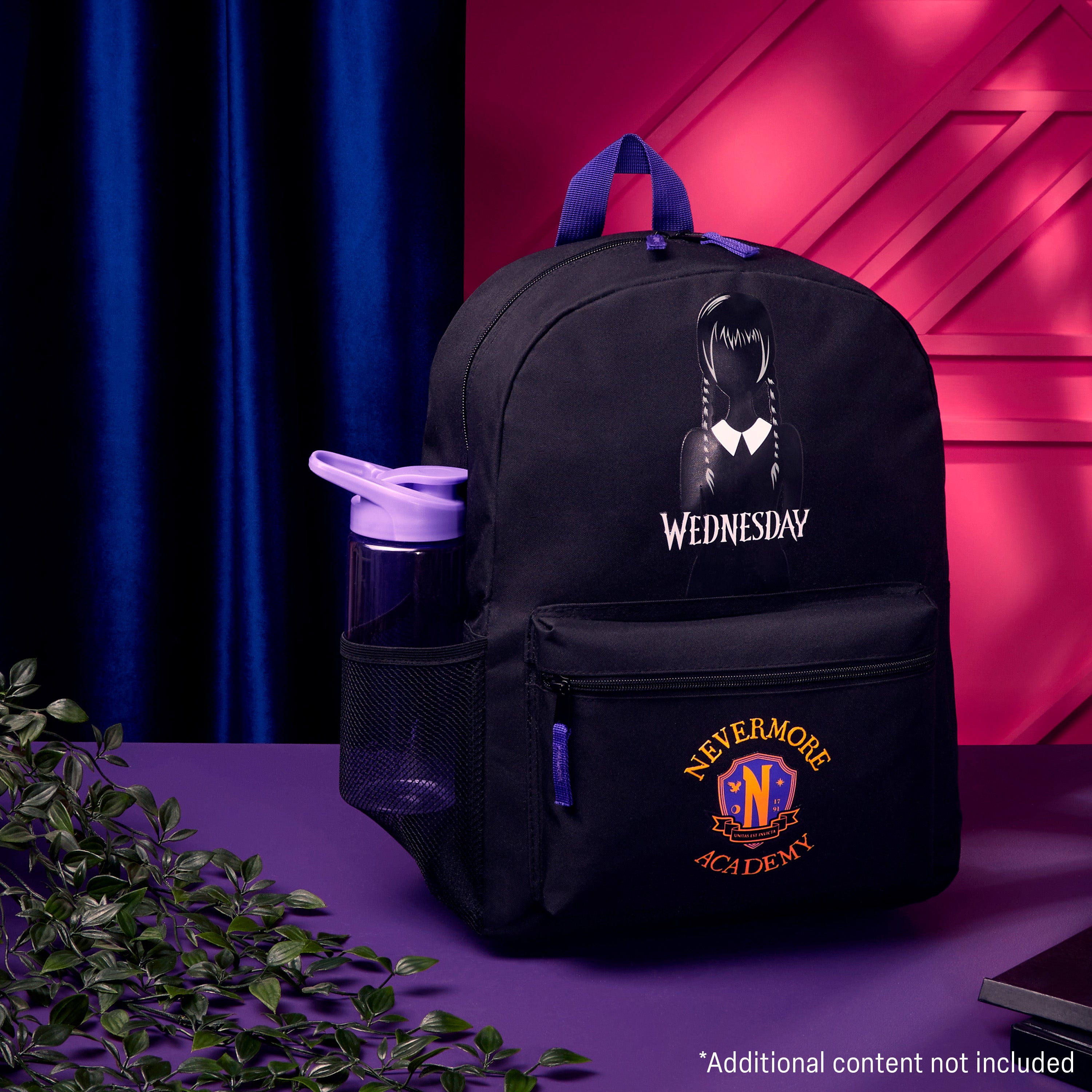 wednesday-sac-dos-scolaire-noir-jaune-37-cm-poche-bouteille image 2
