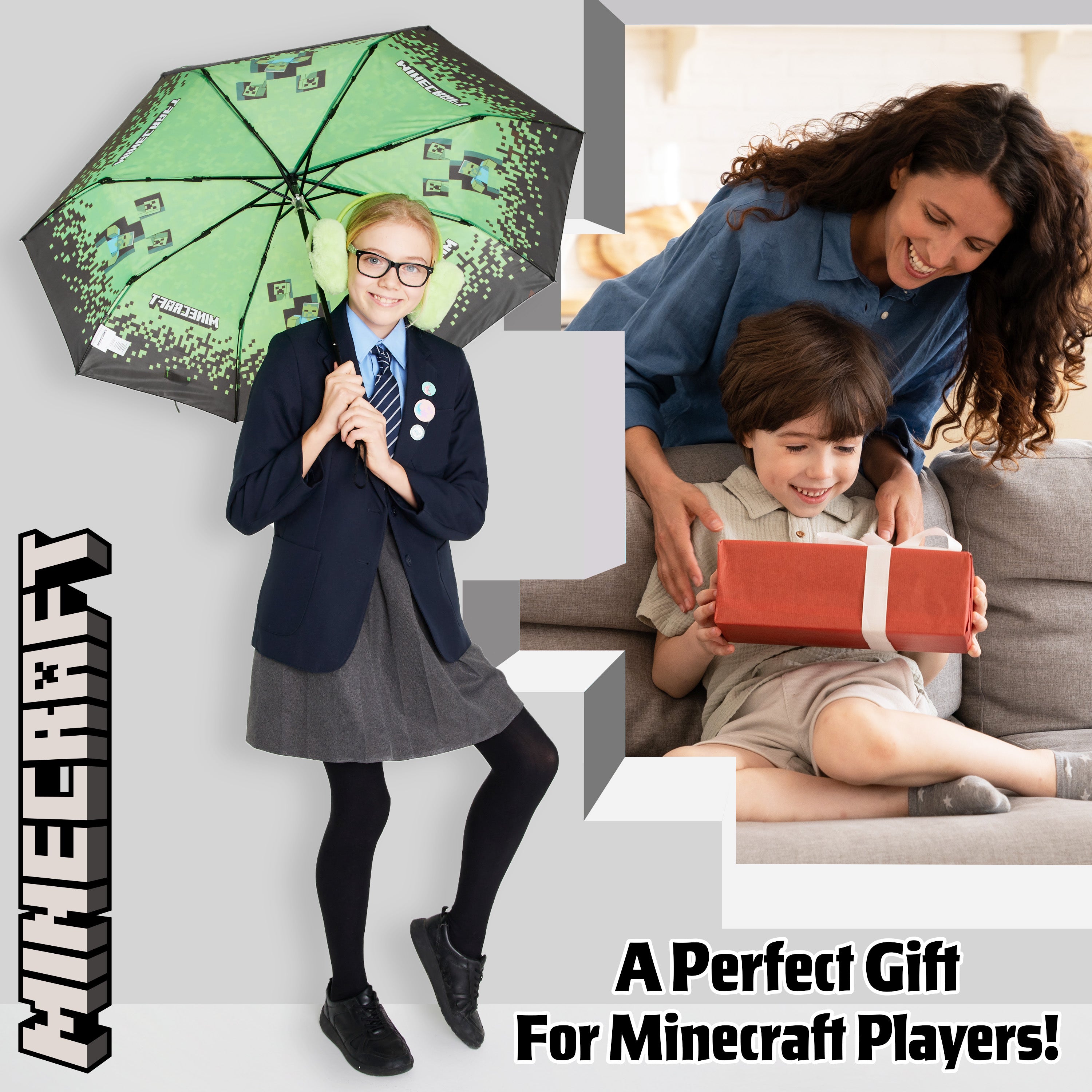 minecraft-parapluie-enfant-cloche-transparent-pliable image 3