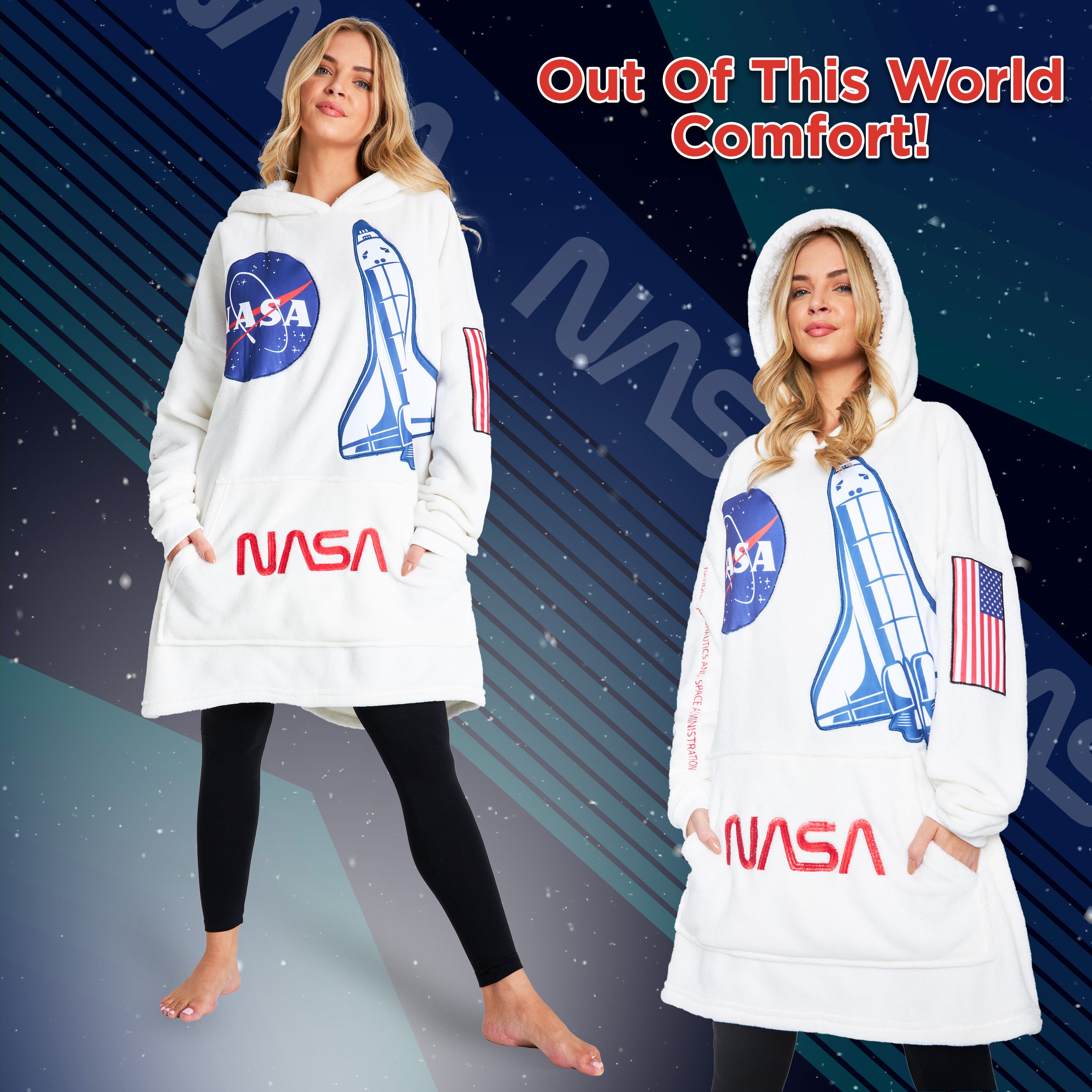 get-trend-nasa-sweat-plaid-capuche-blanc-oversize-polaire image 3