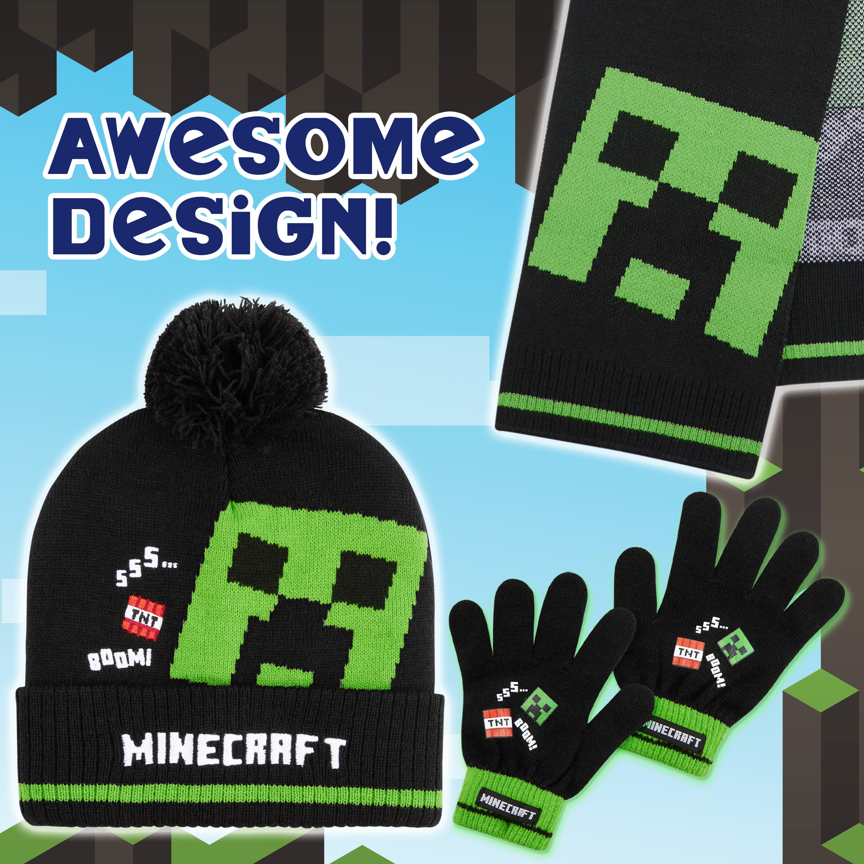 minecraft-creeper-ensemble-bonnet-hiver-enfant-3-pi-ces image 6